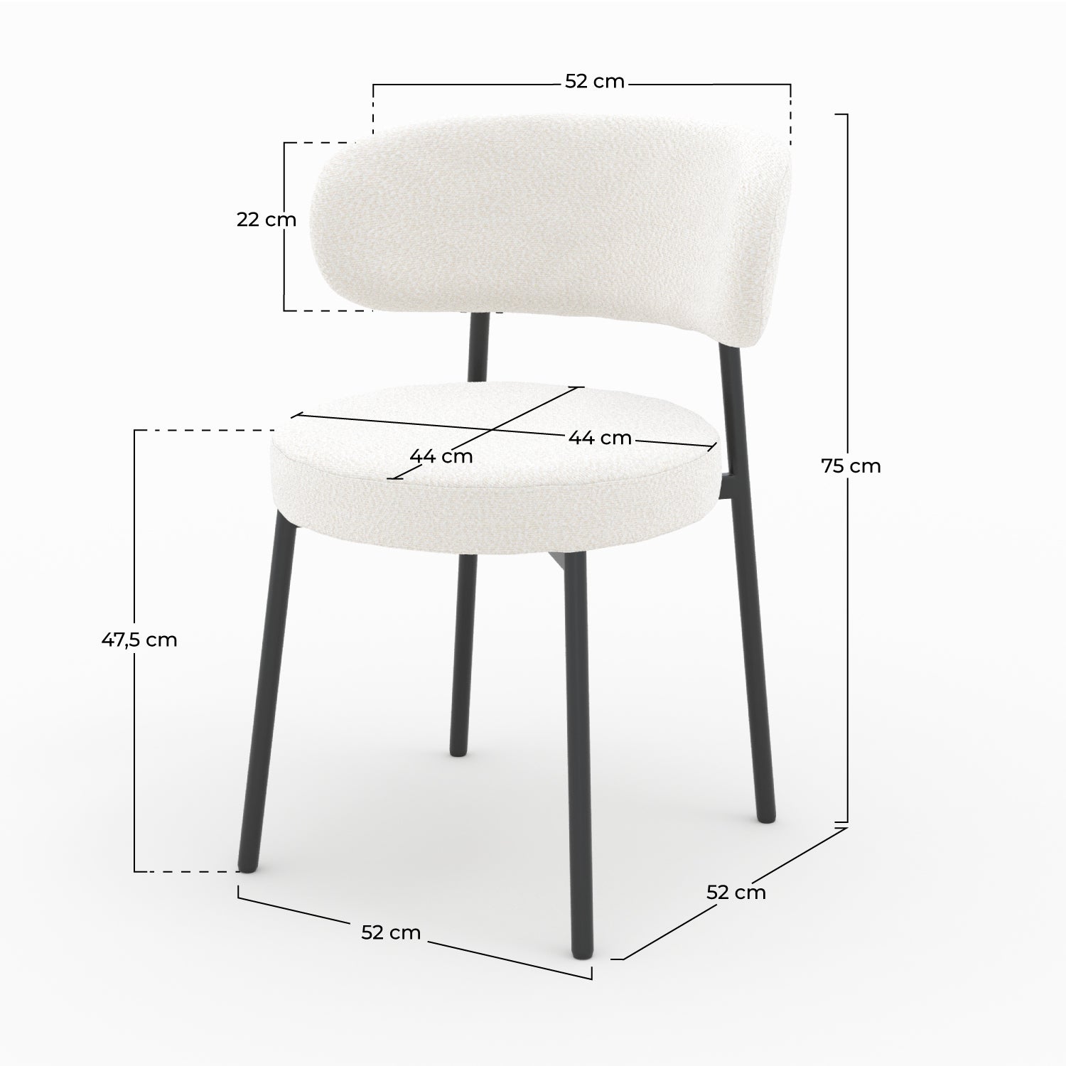 sedia maelie in tessuto boucle beige set di 2_1