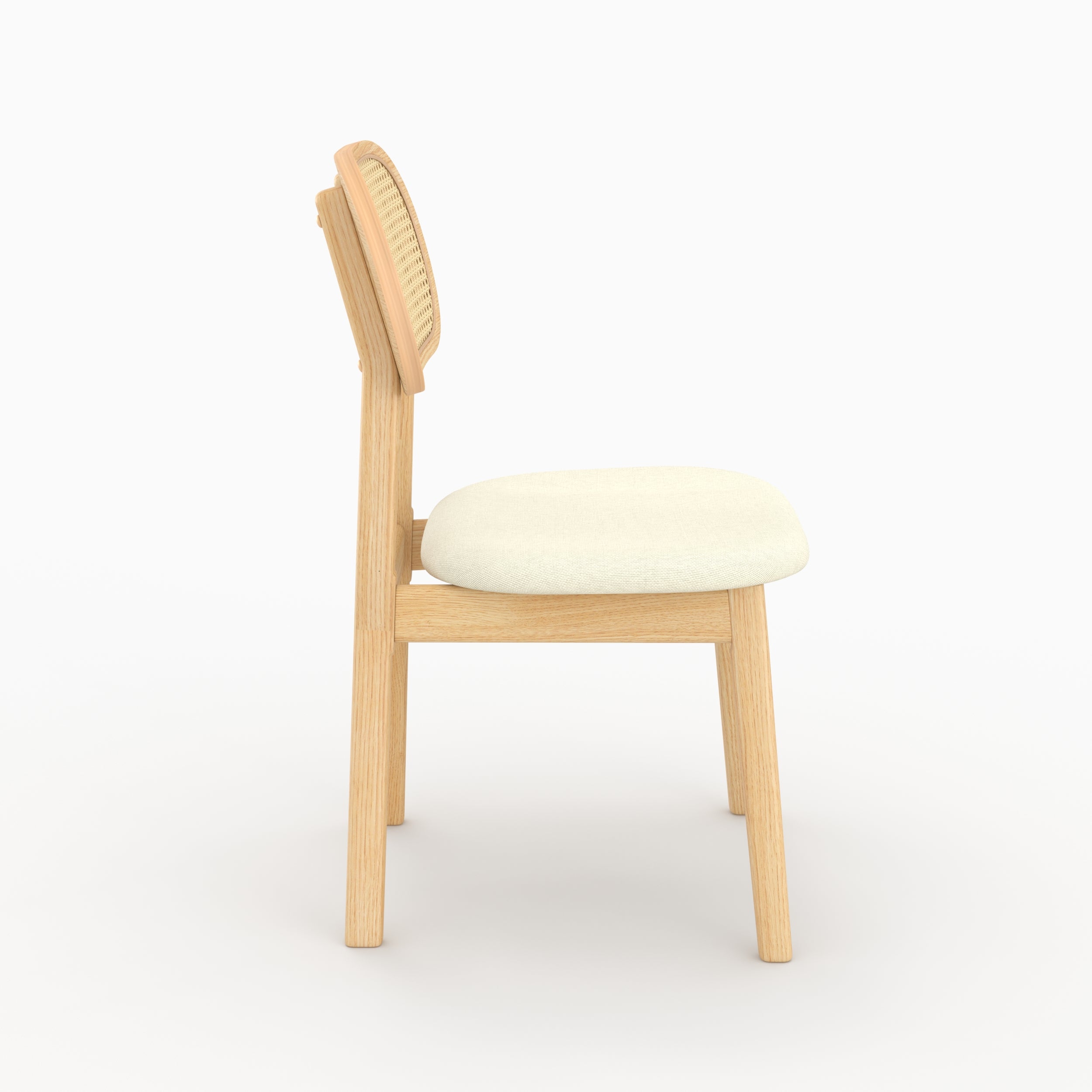 Sedia Maria in legno chiaro e rattan (set di 2)