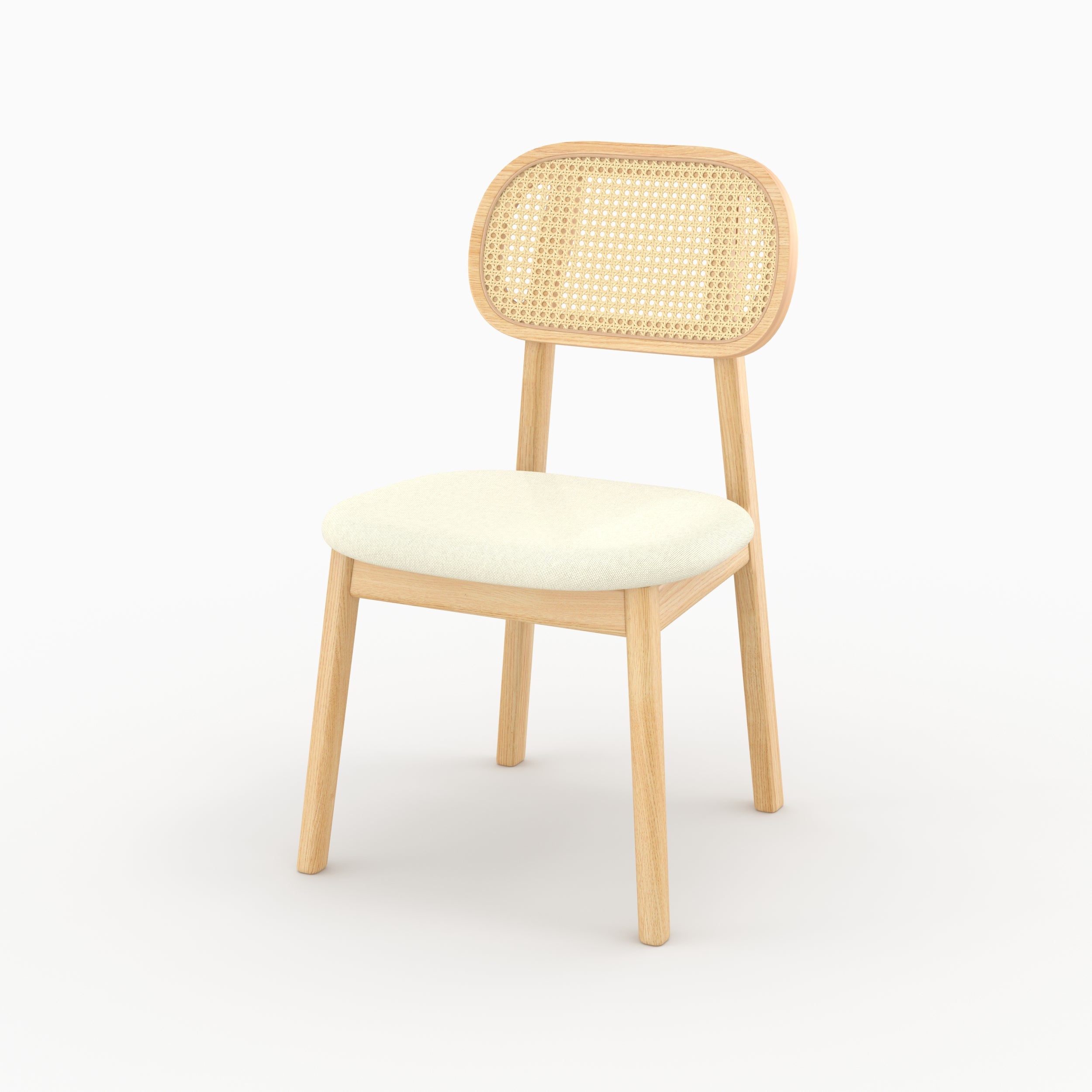 Sedia Maria in legno chiaro e rattan (set di 2)