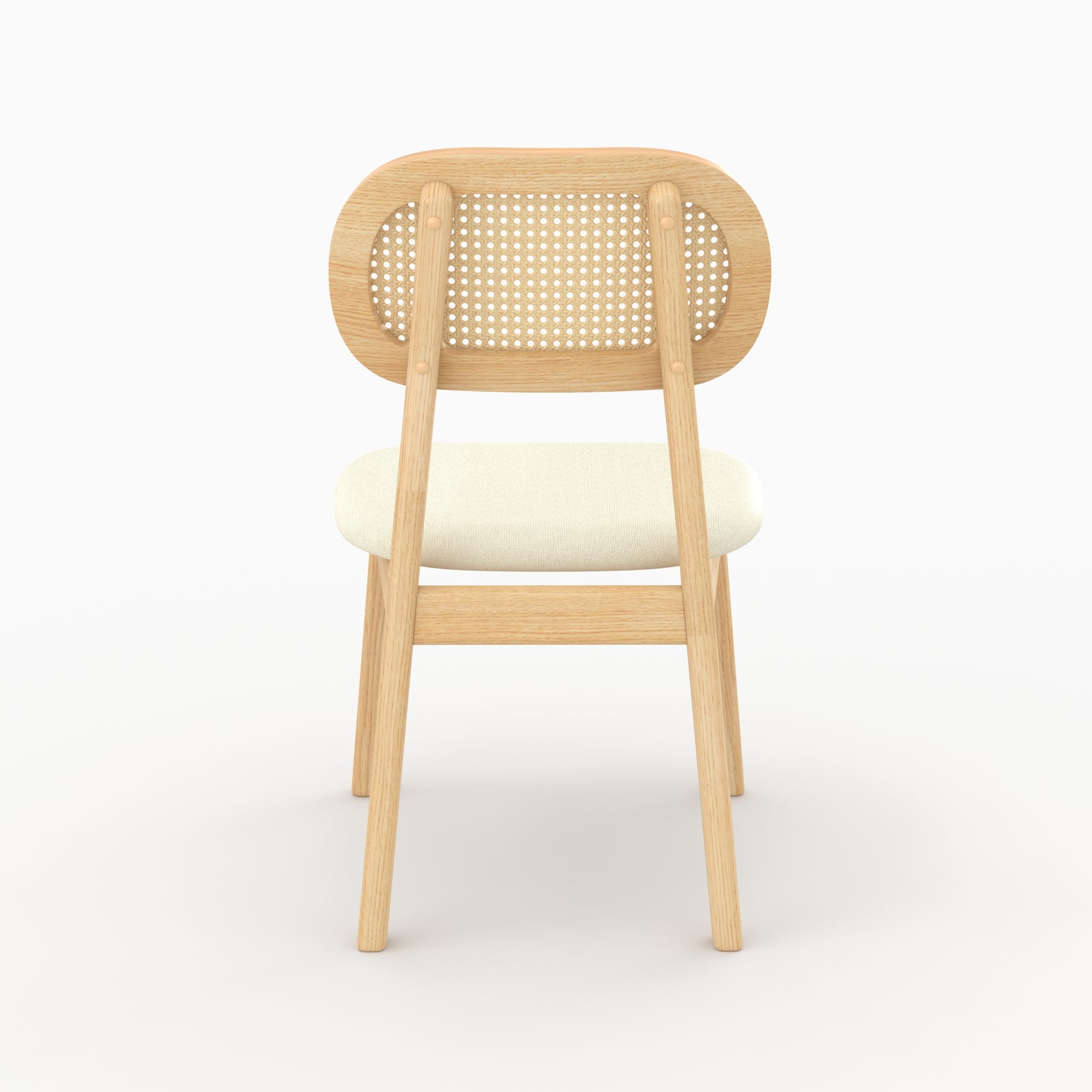 Chaise Maria bois clair rotin synthétique dossier cannage vue dos – Maison Pavane