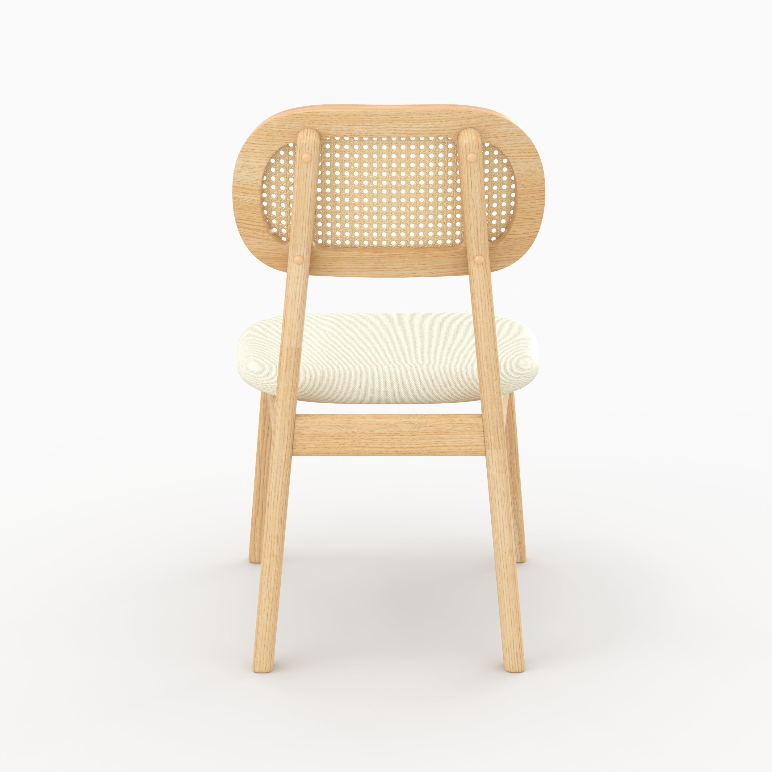 Sedia Maria in legno chiaro e rattan (set di 2)