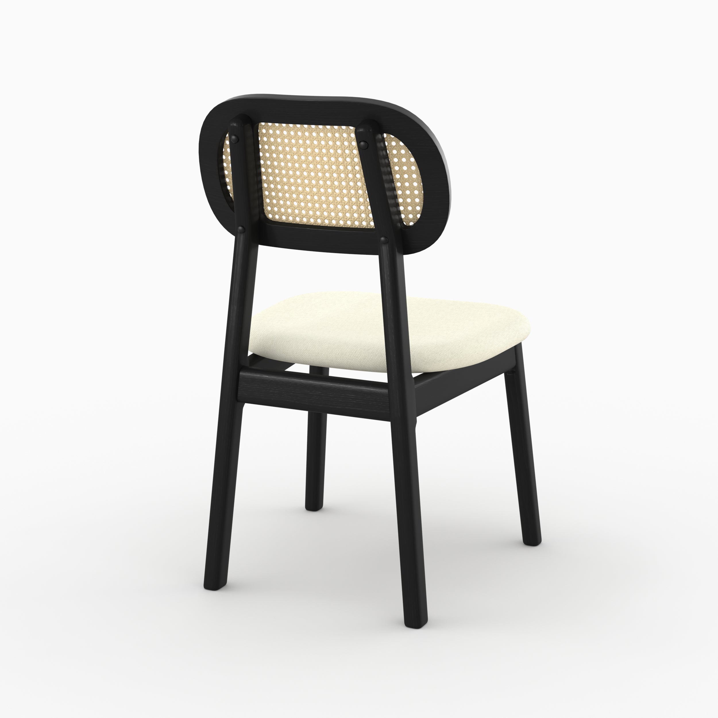 Stuhl Maria aus schwarzem Holz und Rattan (Set von 2)