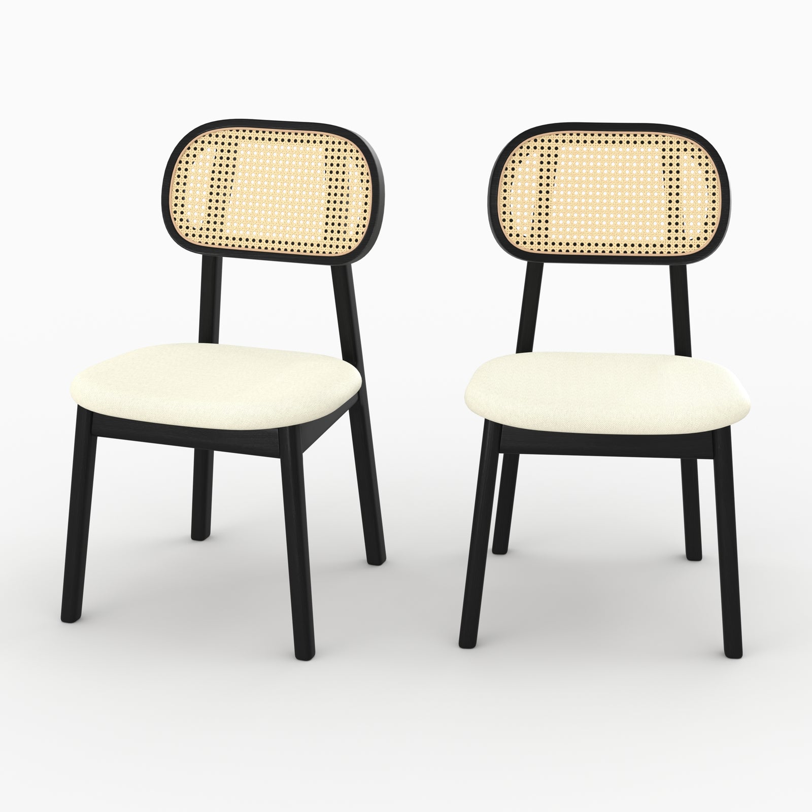 Chaise Maria bois noir rotin cannage lot de 2 salle à manger – Maison Pavane
