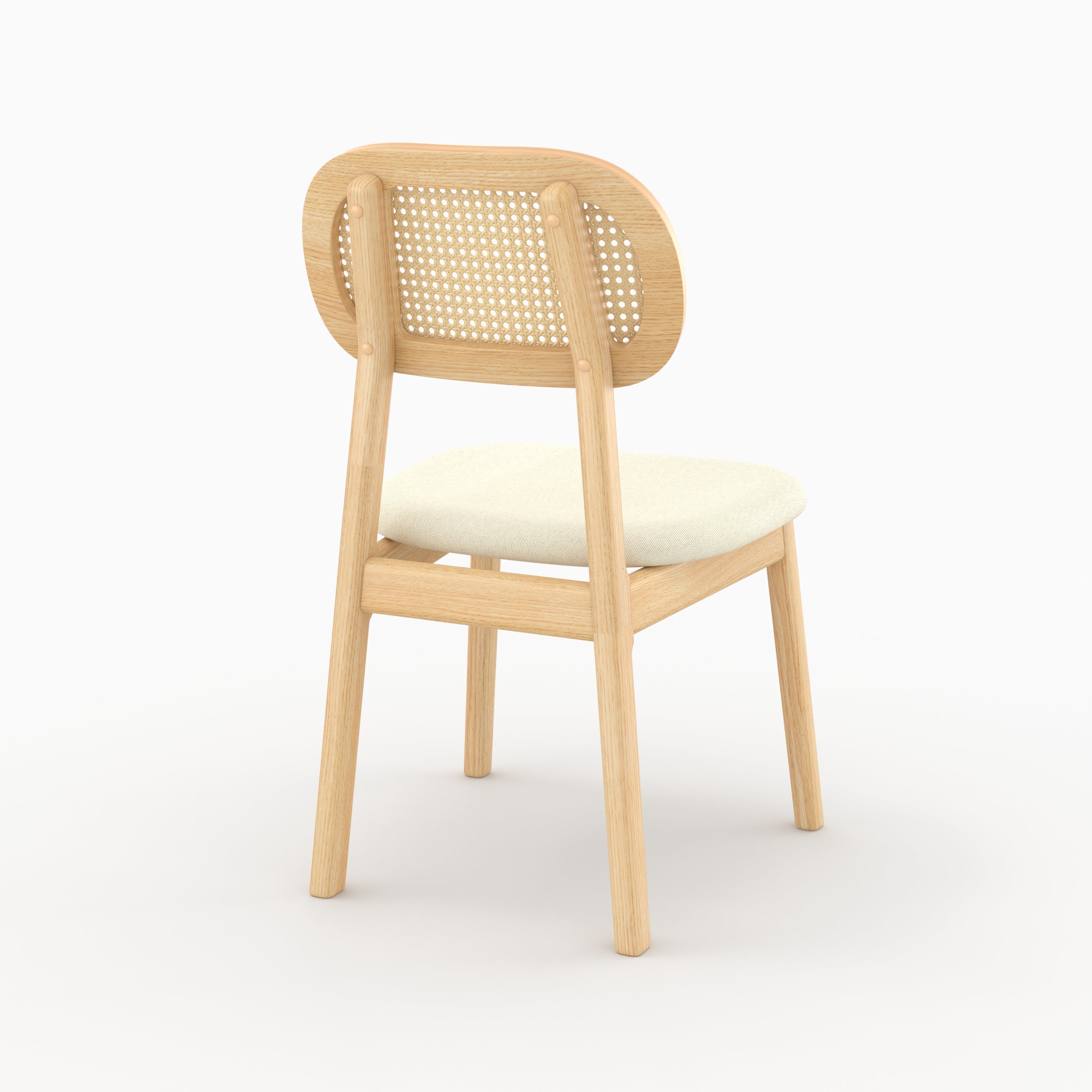 Sedia Maria in legno chiaro e rattan (set di 2)