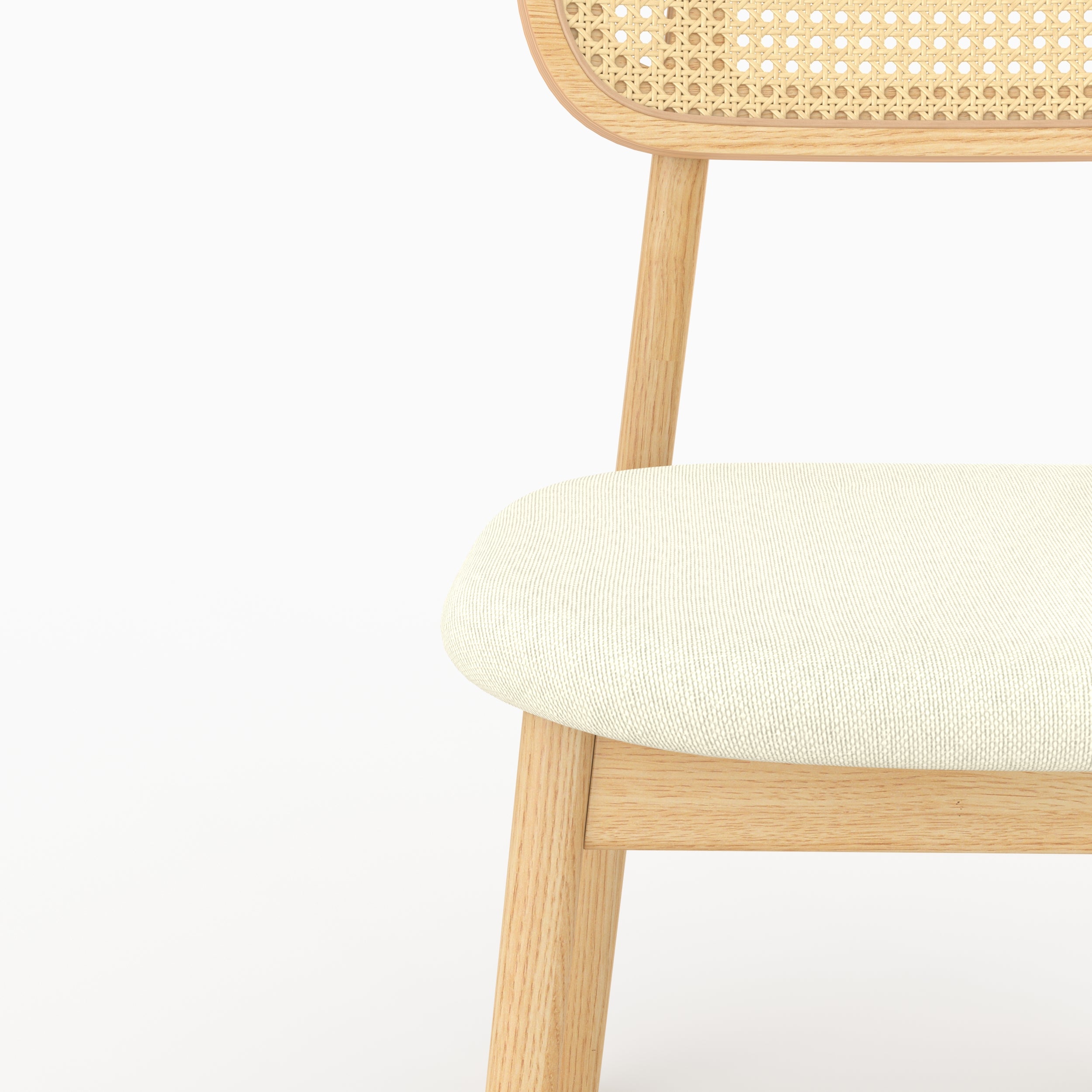 Sedia Maria in legno chiaro e rattan (set di 2)