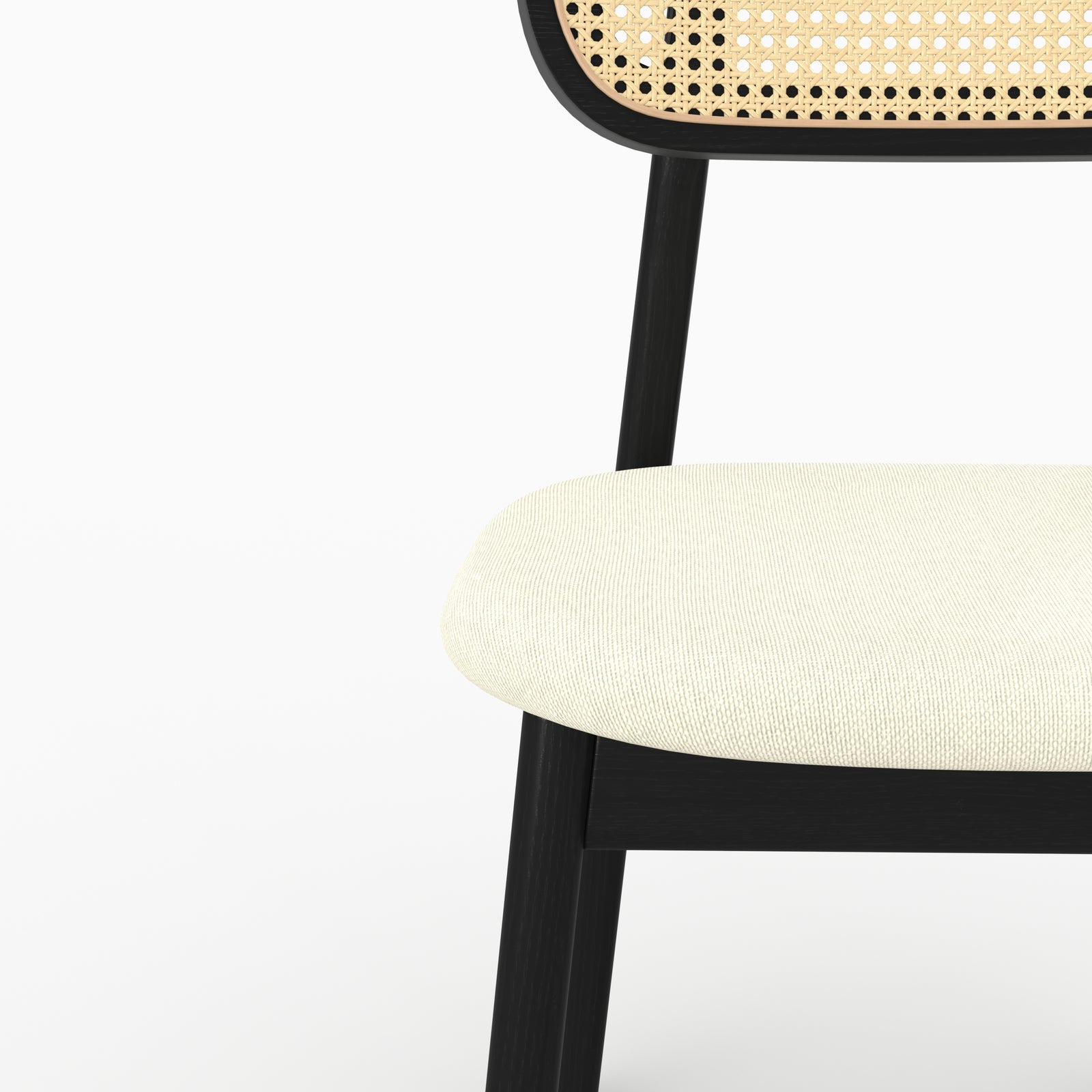 Chaise Maria détail cannage rotin assise tissu écru – Maison Pavane
