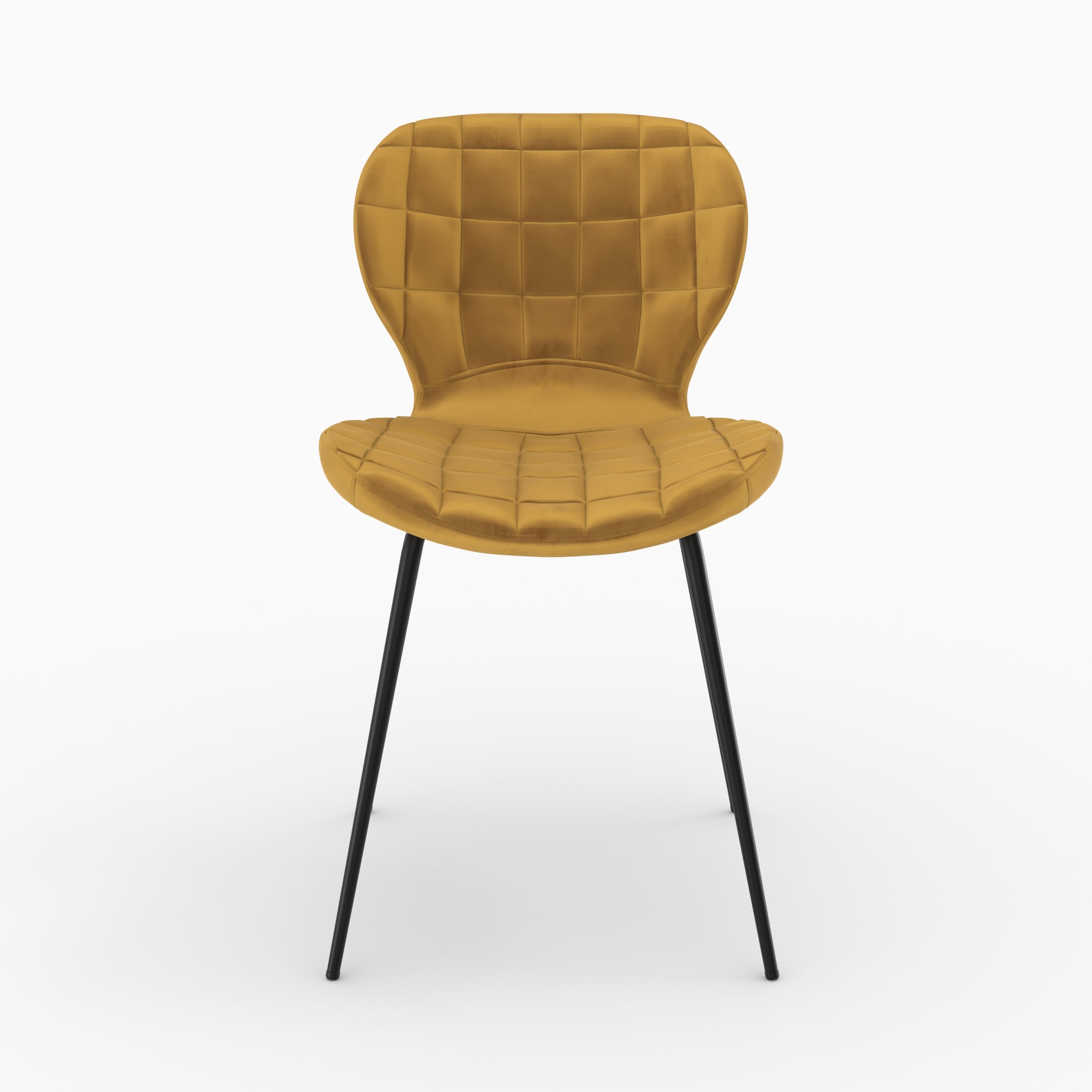 sedia mazzia in velluto giallo curry set di 2 piedi in metallo