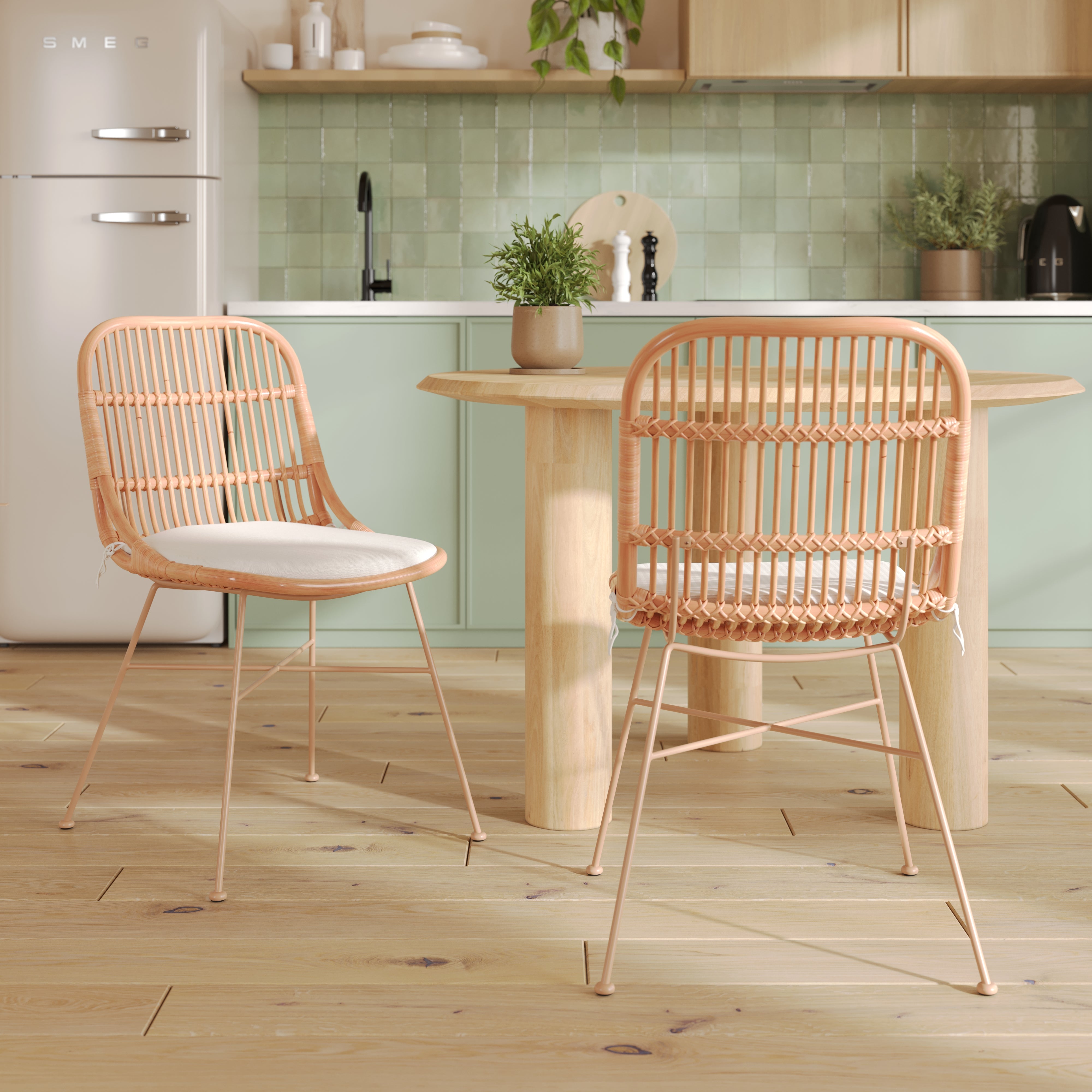 chaise rotin cuisine boheme confortable moderne beige