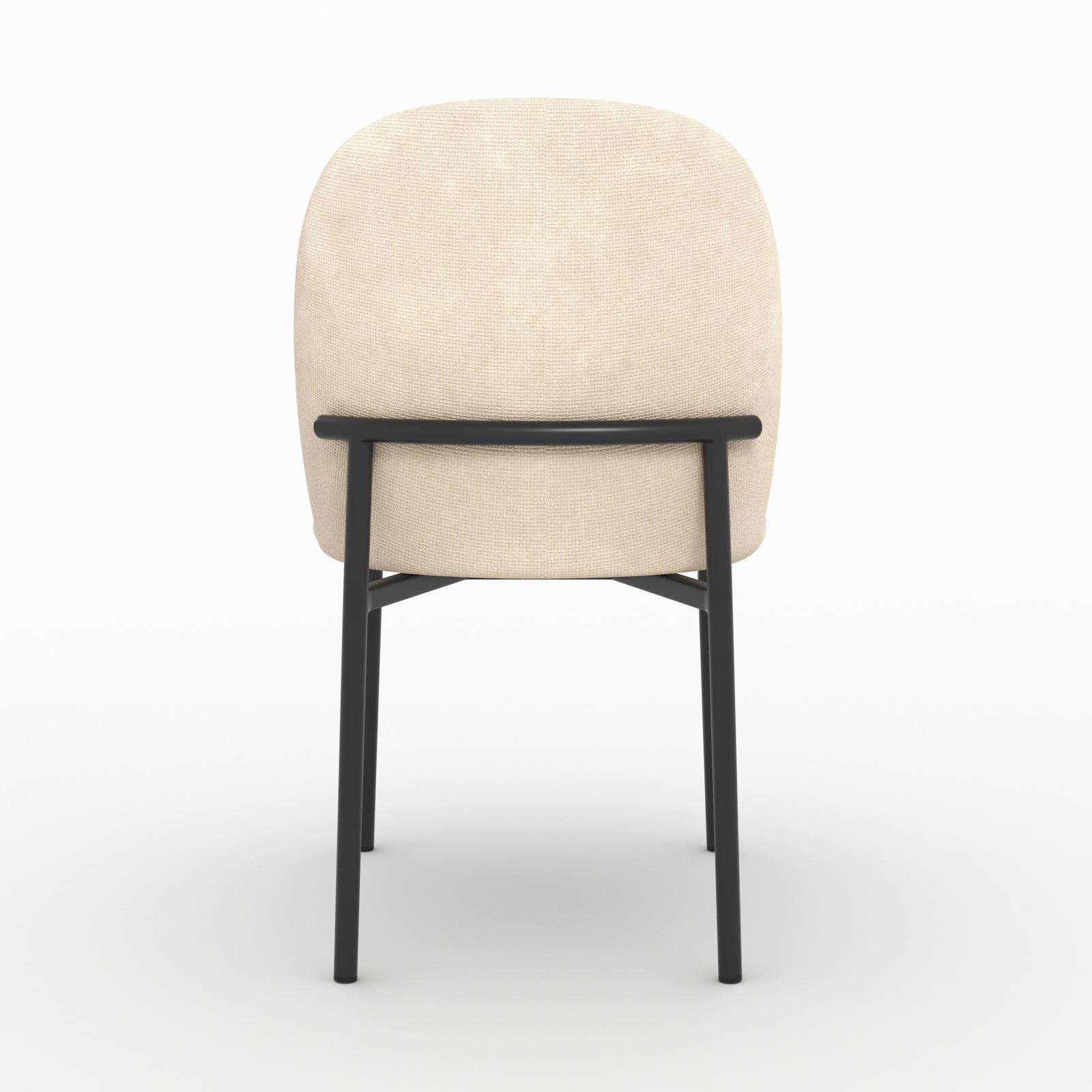 Chaise Noah en tissu beige et pieds en métal noir, vue de dos - Maison Pavane