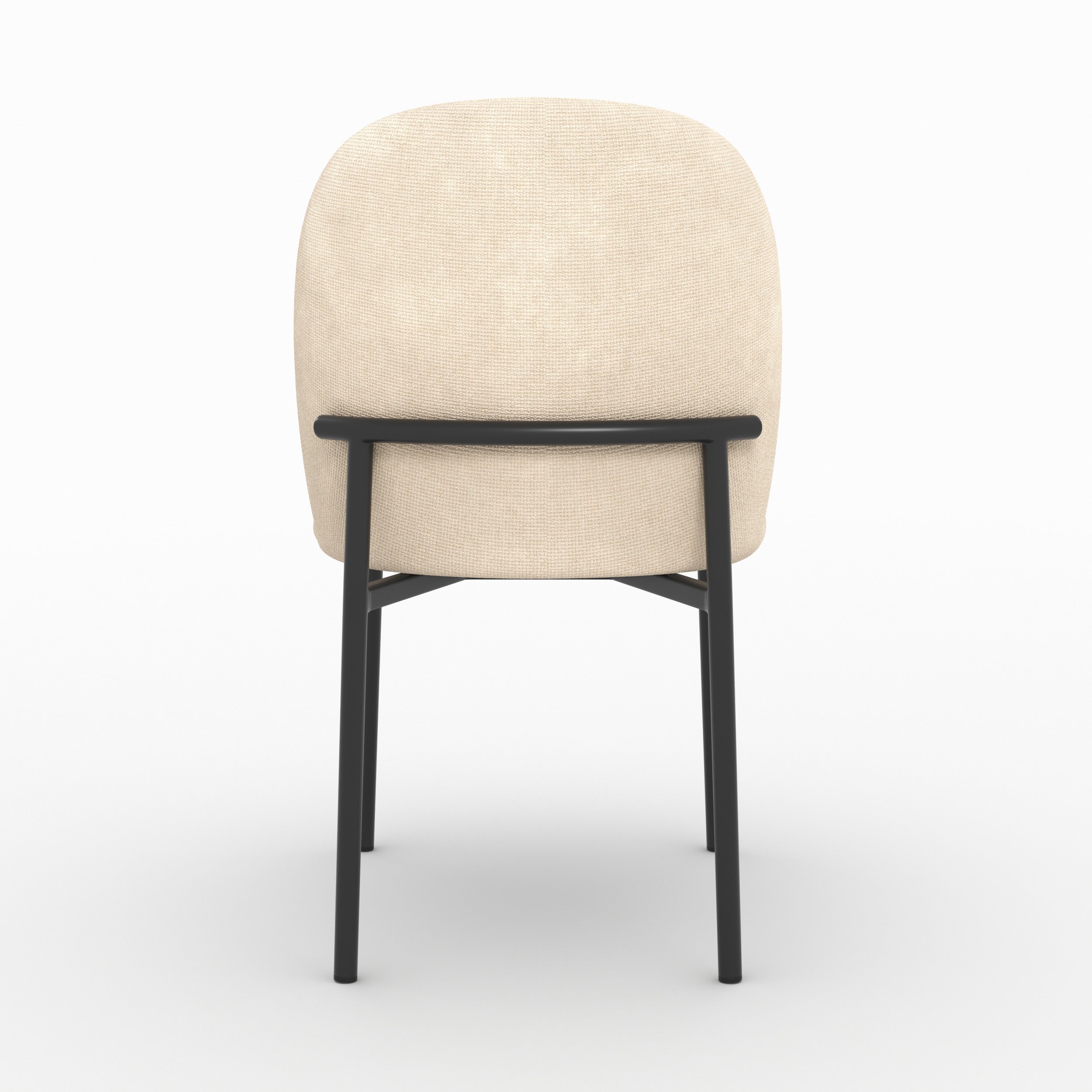 Chaise Noah en tissu beige et pieds en métal noir, vue de dos - Maison Pavane
