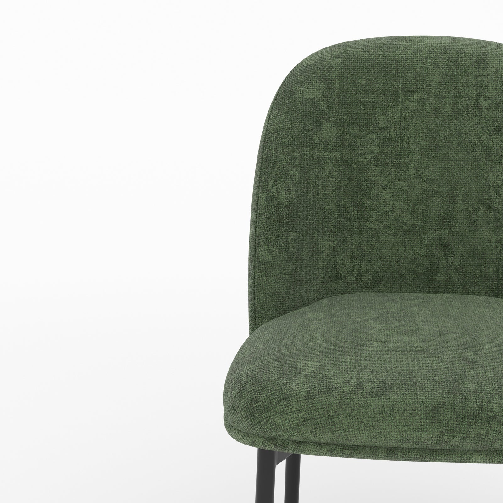 Détail de l'assise et du dossier en tissu vert sapin de la chaise Noah - Maison Pavane