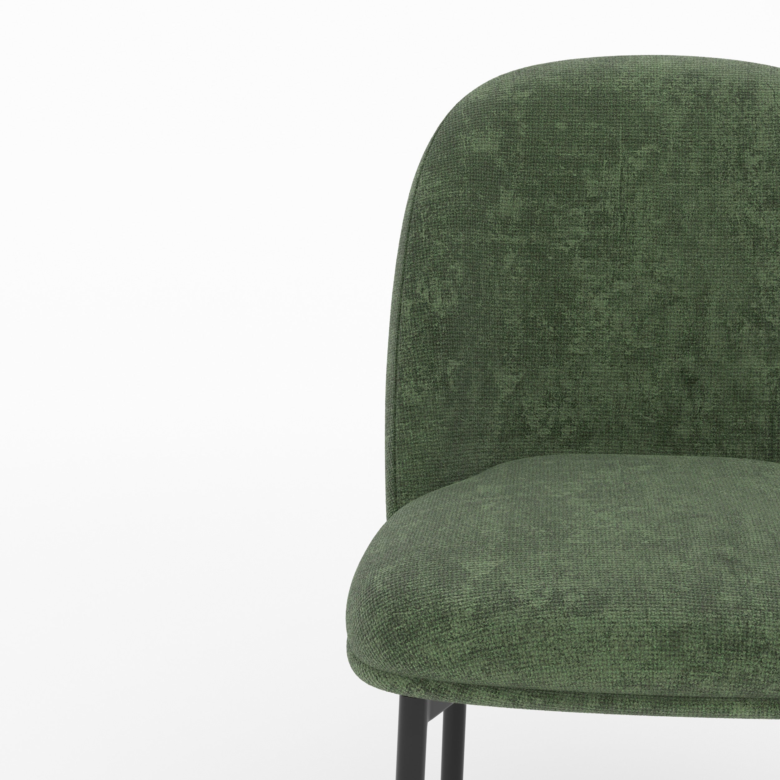 Détail de l'assise et du dossier en tissu vert sapin de la chaise Noah - Maison Pavane