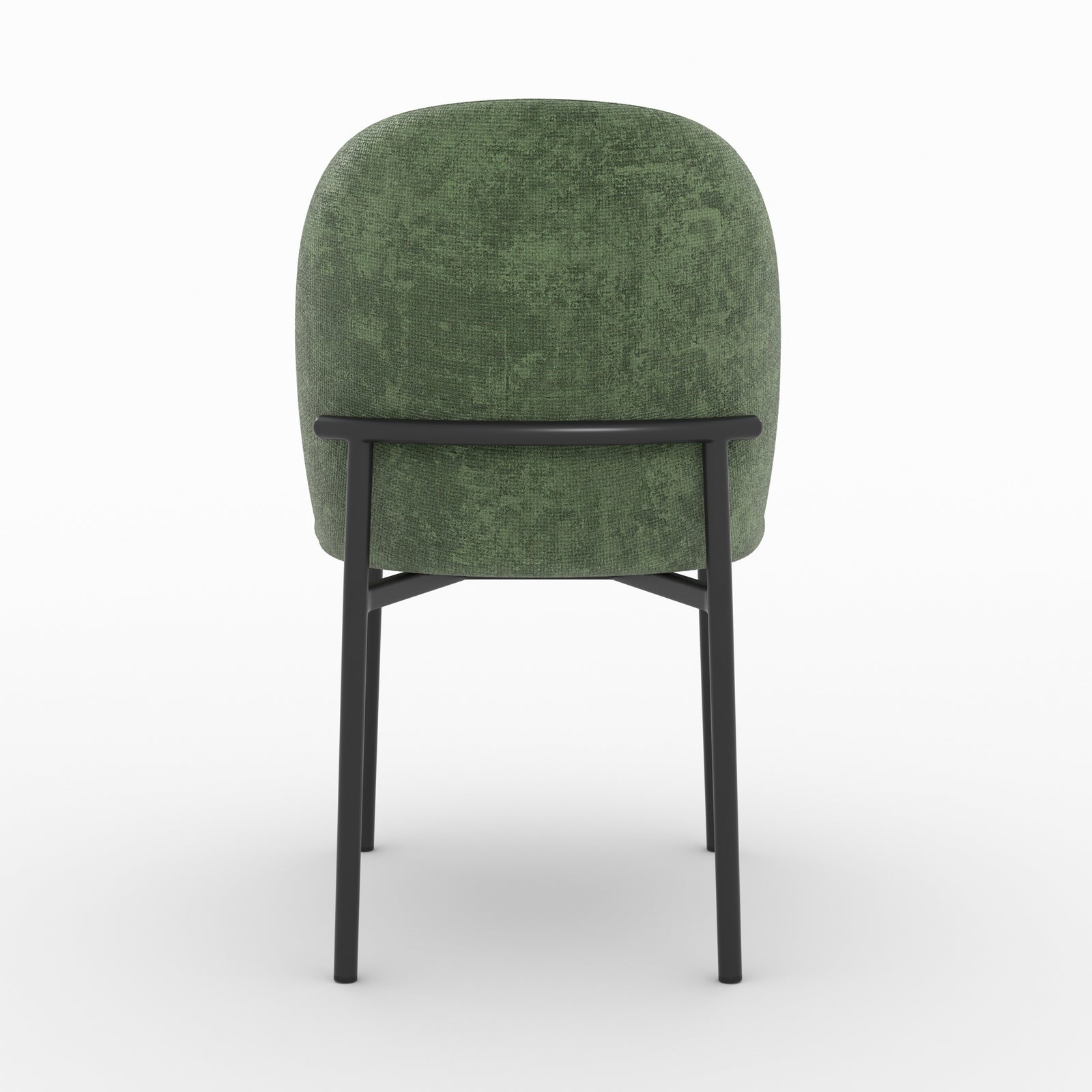 Chaise Noah en tissu vert sapin et pieds en métal noir, vue de dos - Maison Pavane