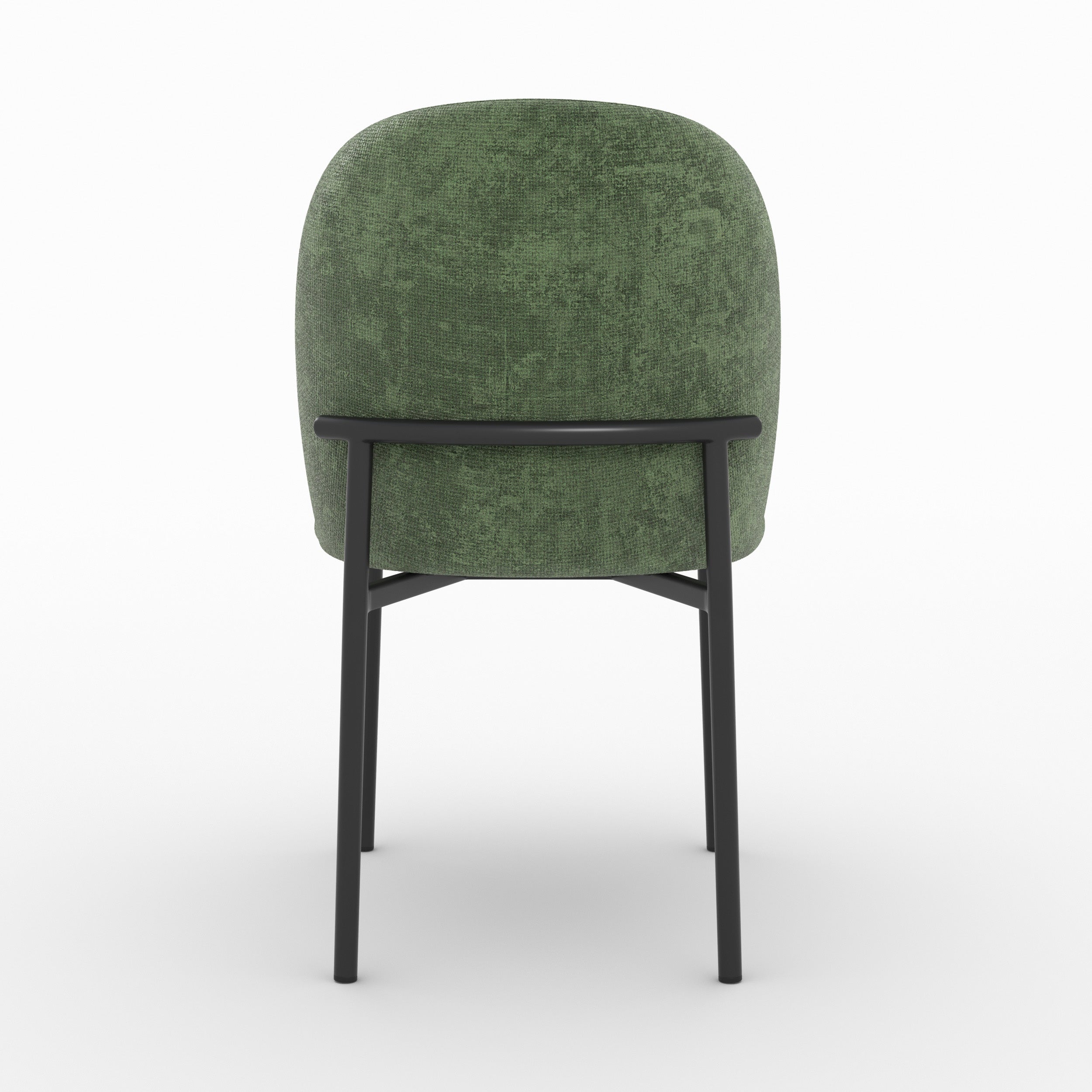 Chaise Noah en tissu vert sapin et pieds en métal noir, vue de dos - Maison Pavane