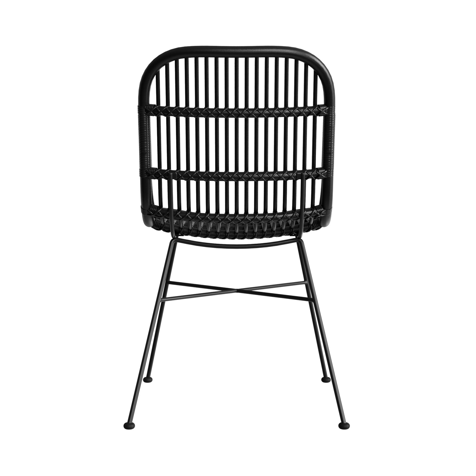 set di 2 sedie nere in rattan con gambe in metallo moon