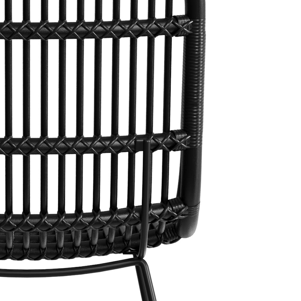 set di 2 sedie nere moon in rattan con gambe in metallo
