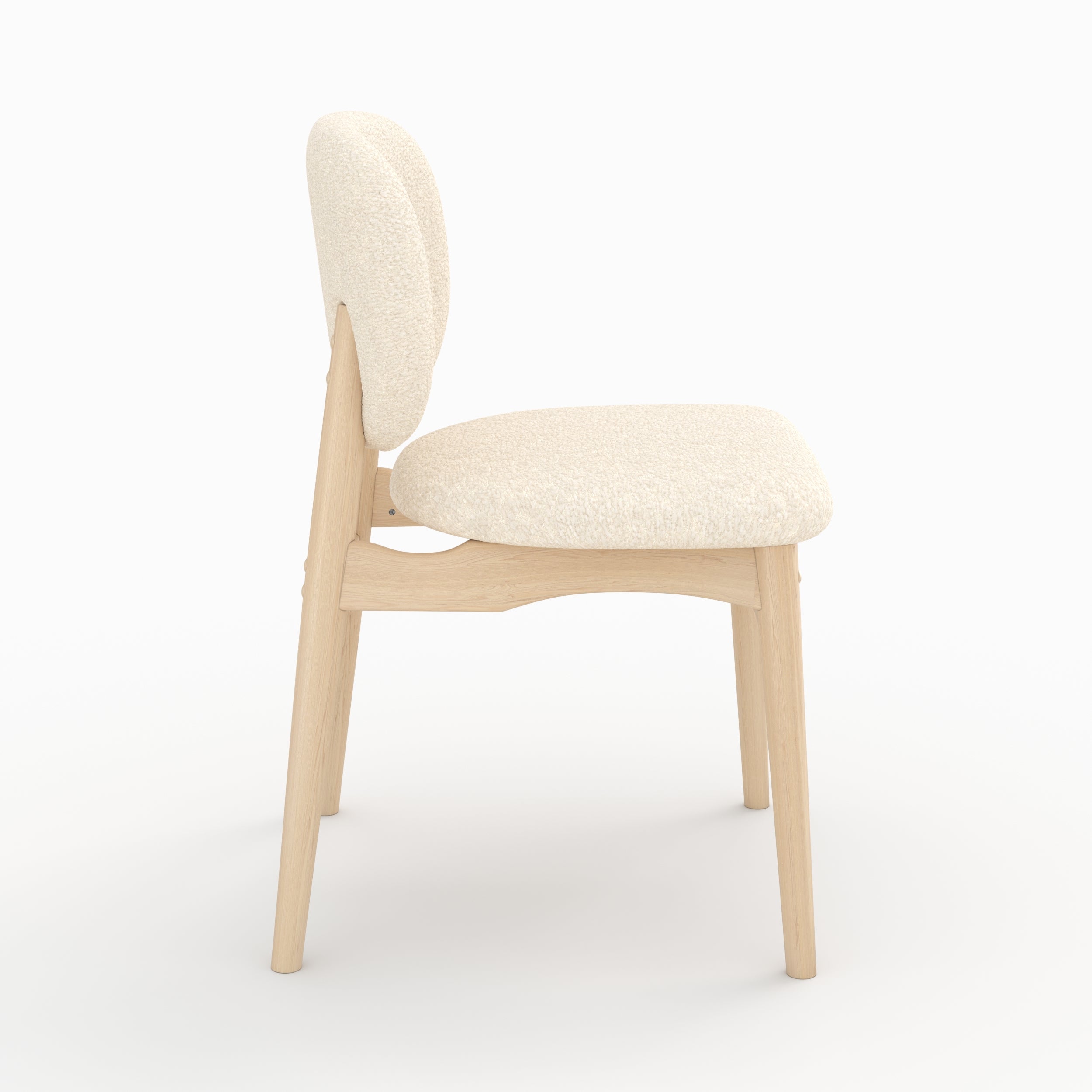sedia Paulette, set di 2, tessuto boucle beige