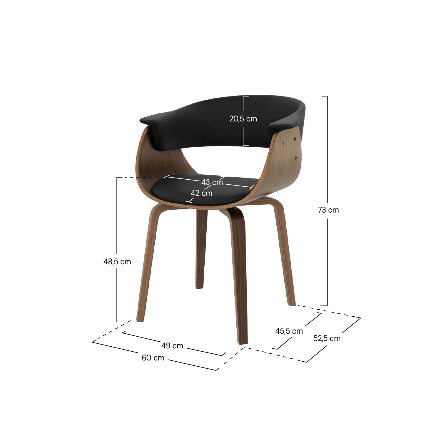 Chaise Piada noire et bois foncé