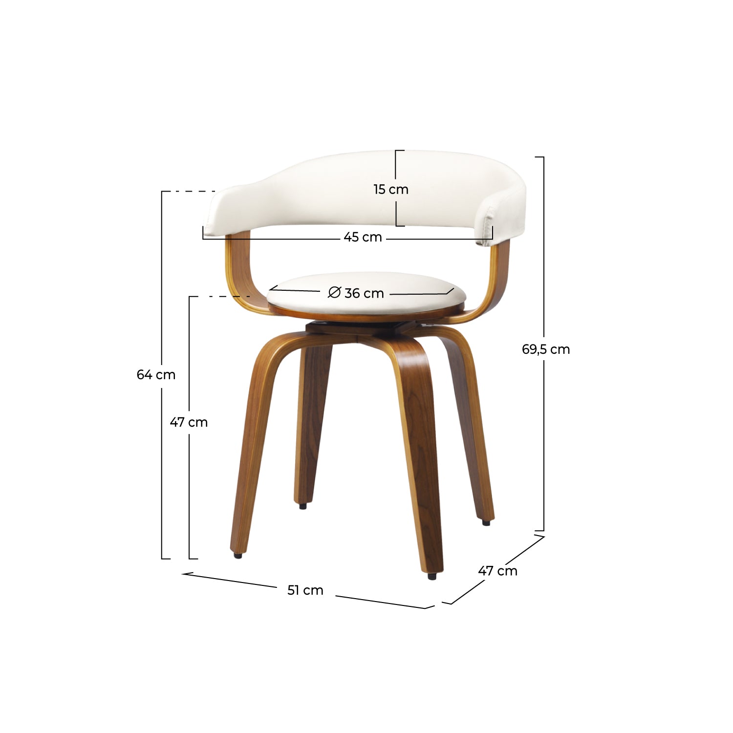 chaise pivotante harold blanc bois