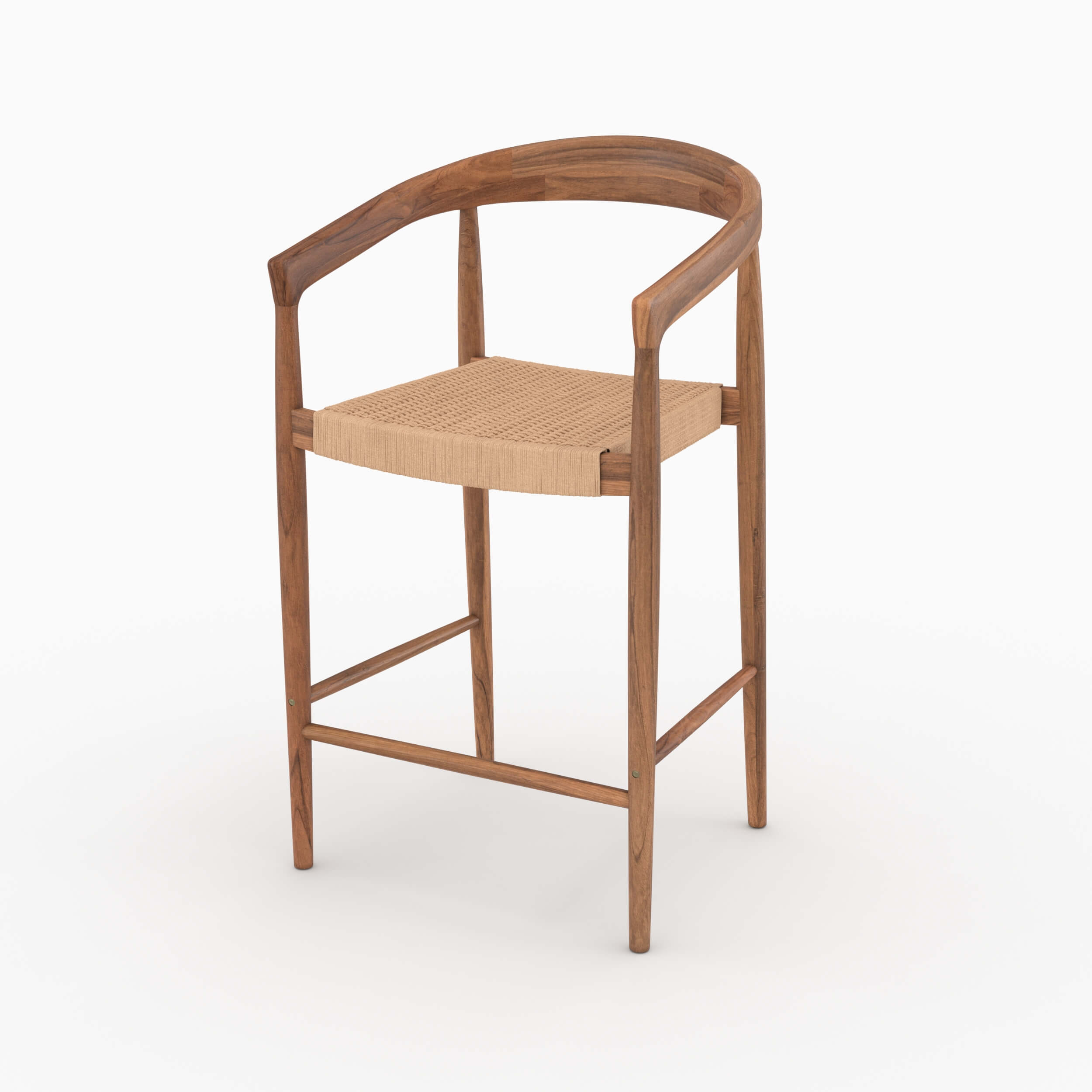 chaise pour ilot central 65 cm en bois de teck bali lot de 2