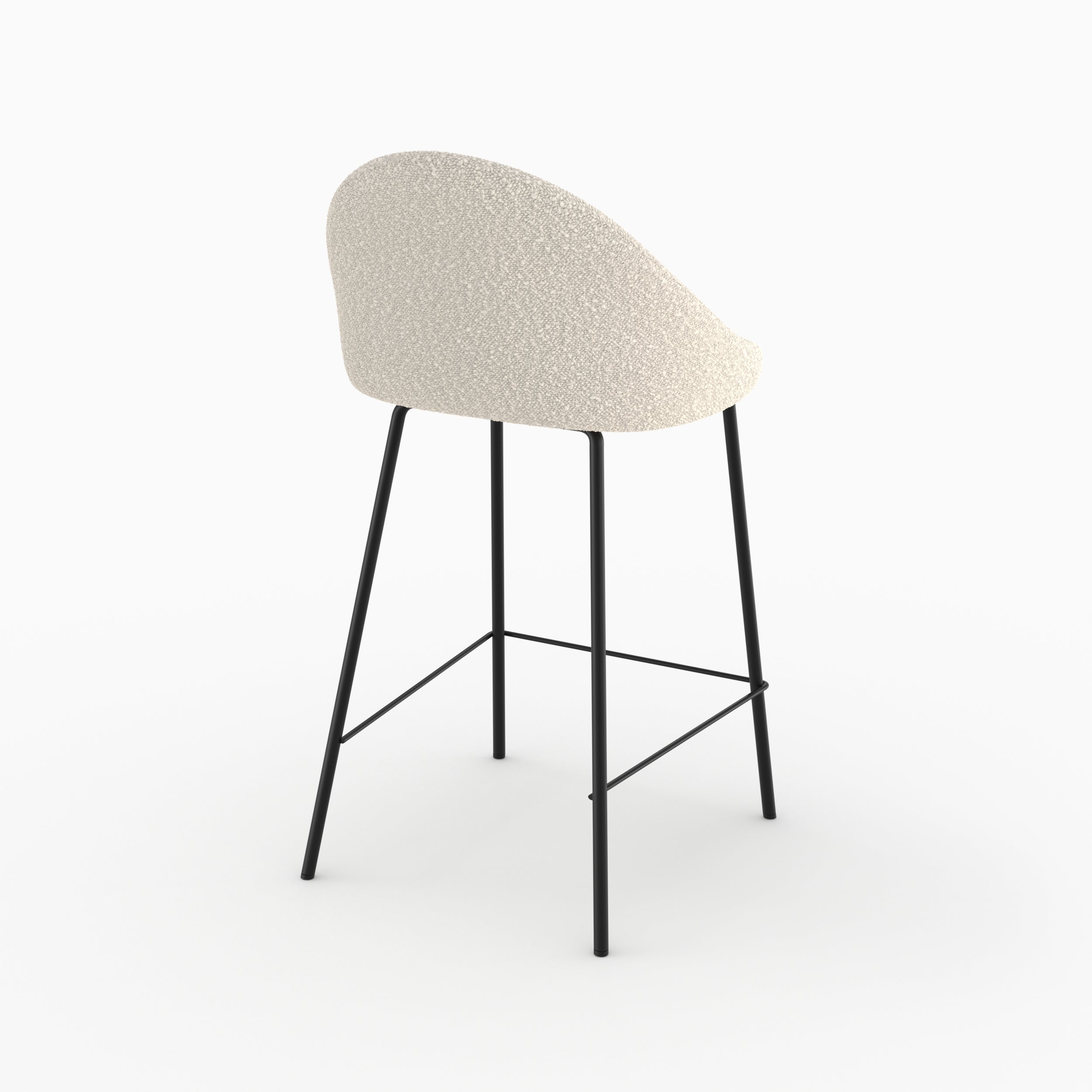 chaise pour ilot central effet laine bouclette blanche 65 cm misty