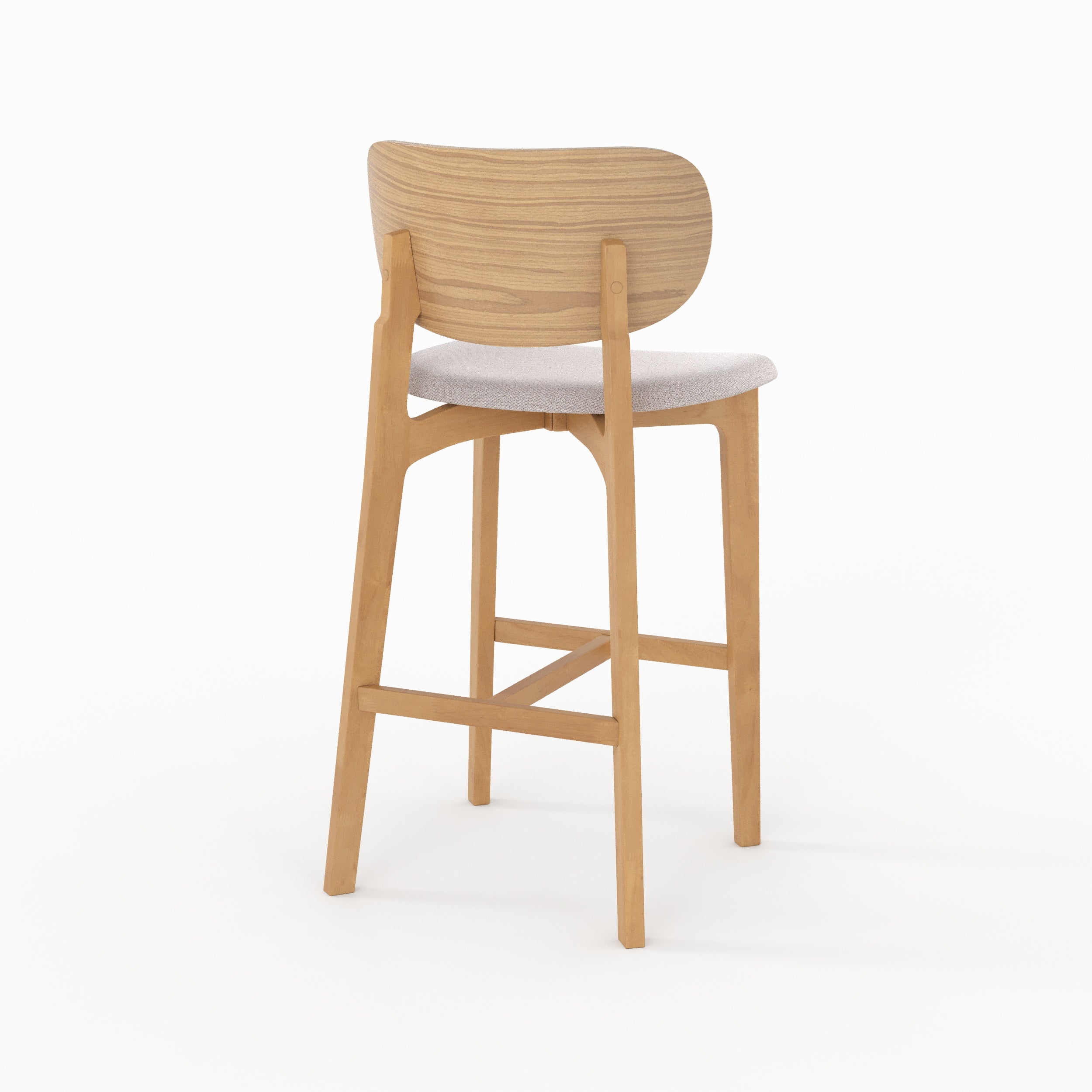chaise pour ilot central en bois clair et tissu beige clair lot de 2 aria