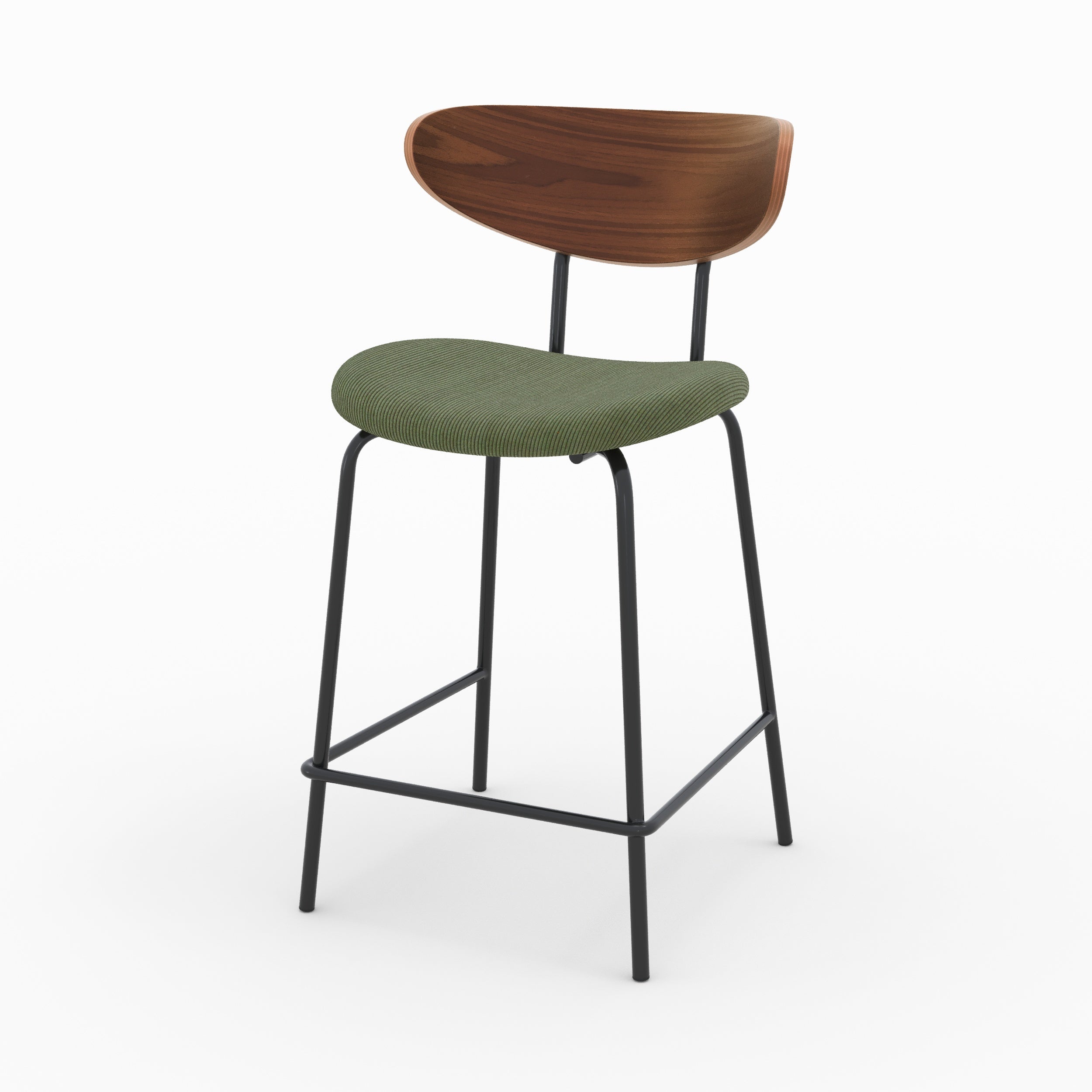 chaise pour ilot central en velours vert kaki dossier bois lot de 2 64