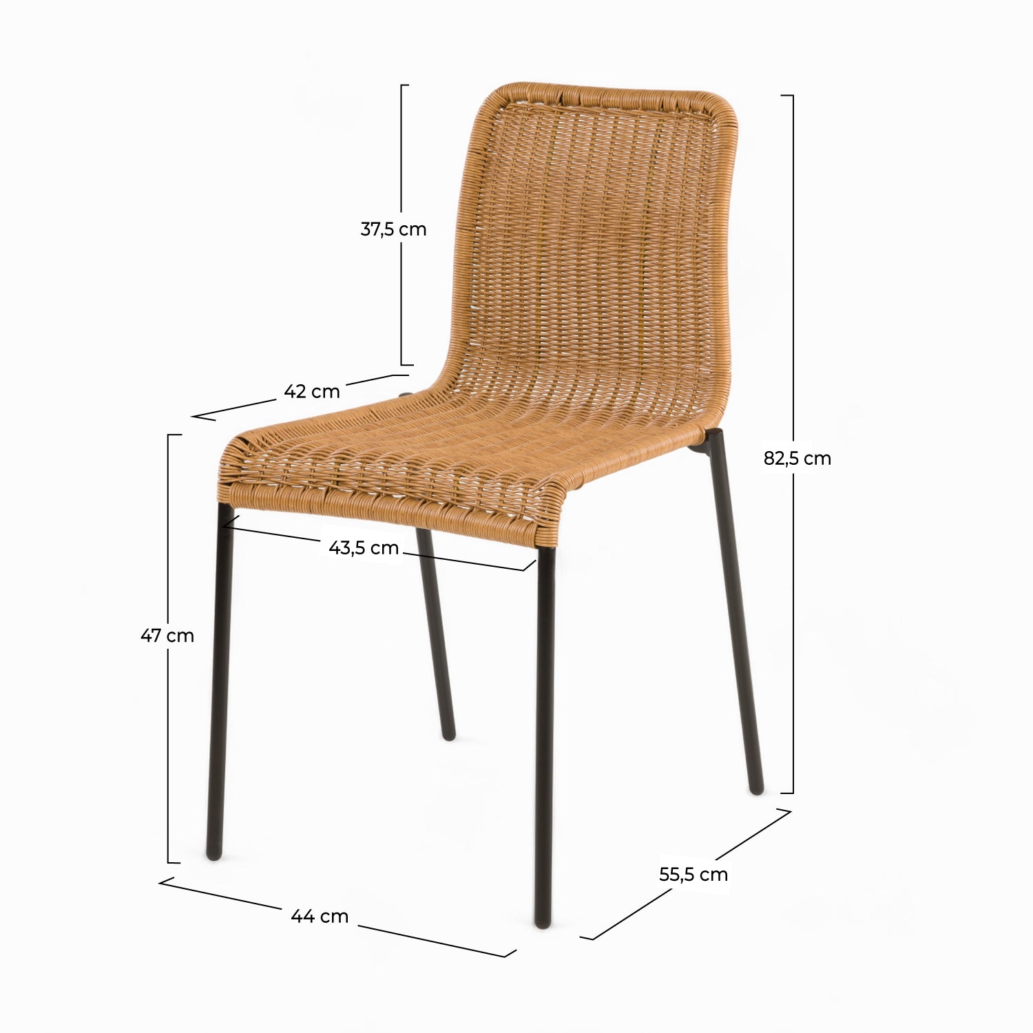 sedia in resina intrecciata set di 2 naturale sirivara