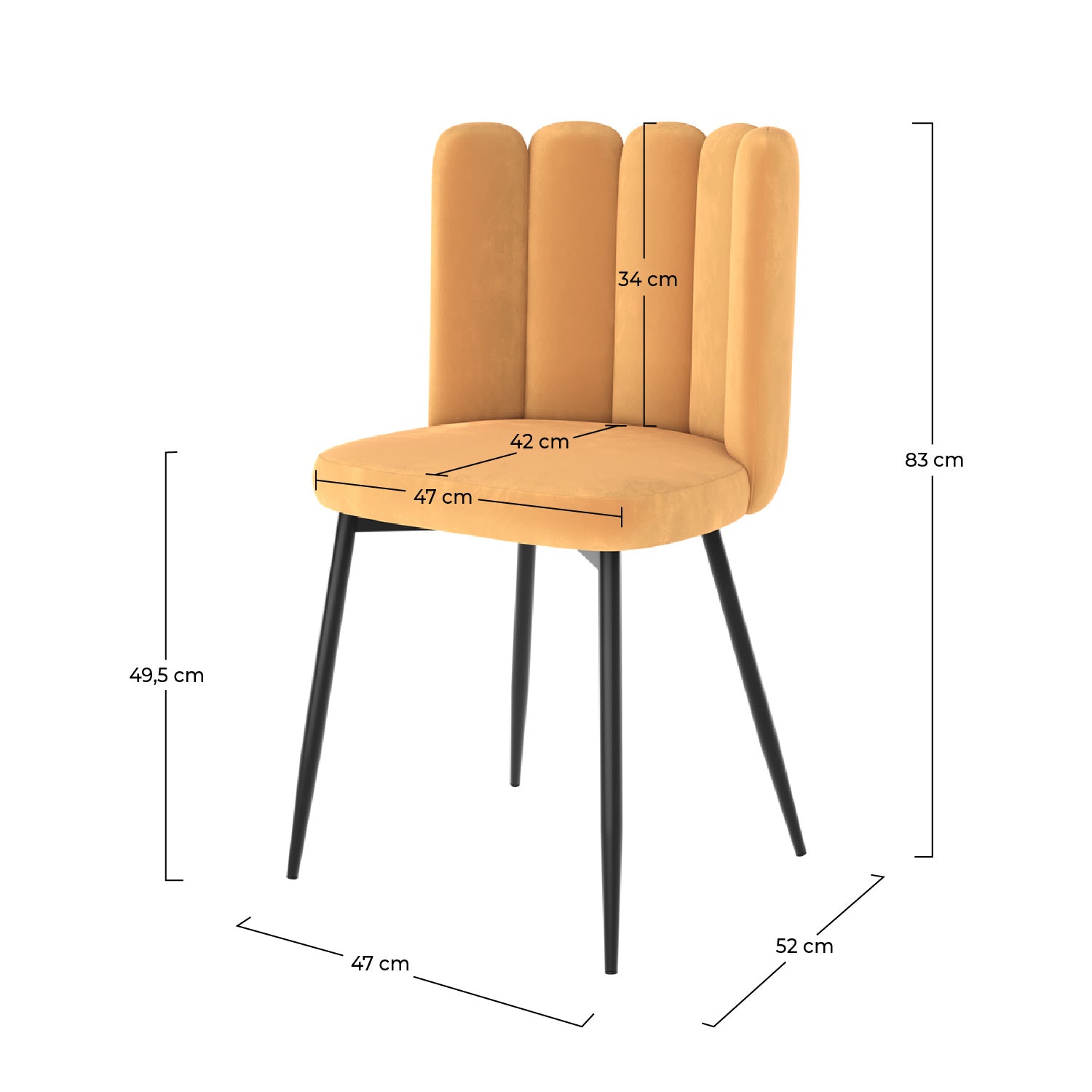Chaise Rosy en velours jaune