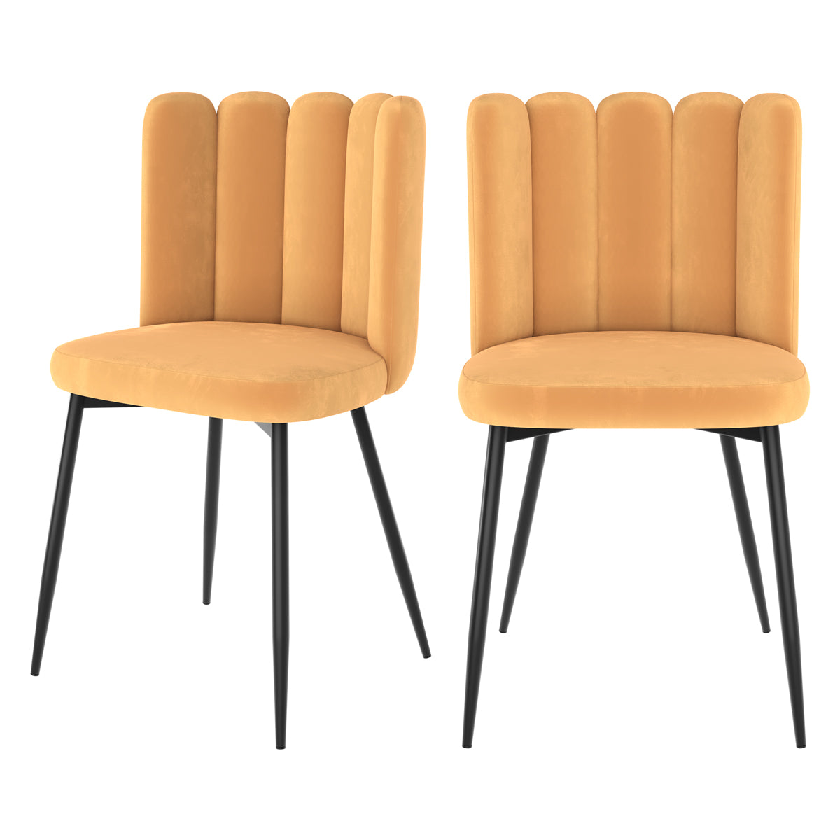 chaise rosy lot de 2 en velours jaune
