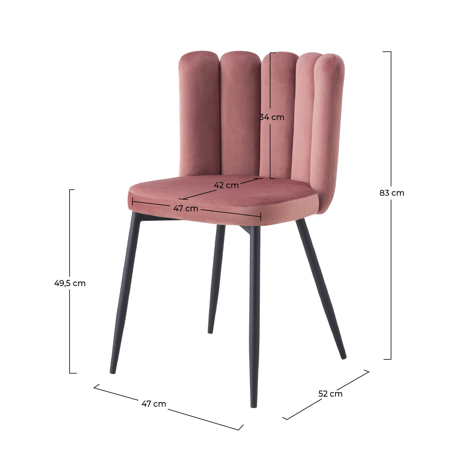 Chaise Rosy velours rose lot 2