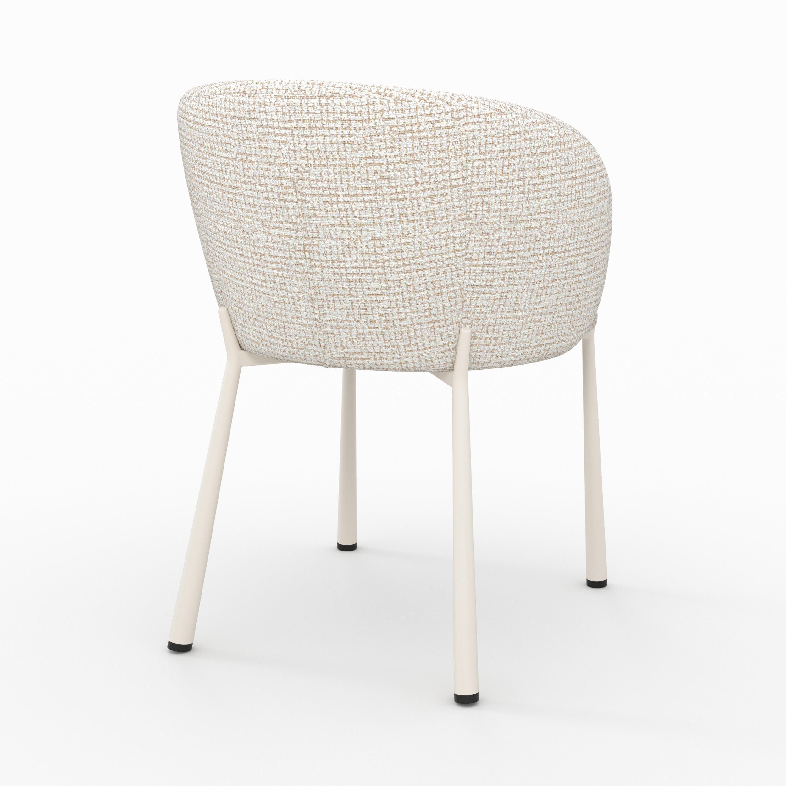Chaise salon Danaé écru chiné pieds blancs vue arrière perspective