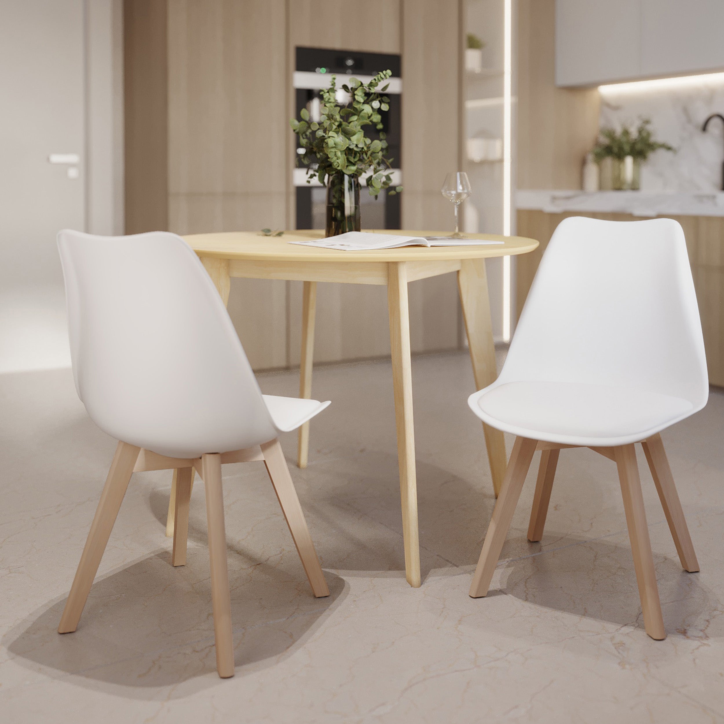 chaise synthetique palstique bois skandi blanche lot de 2