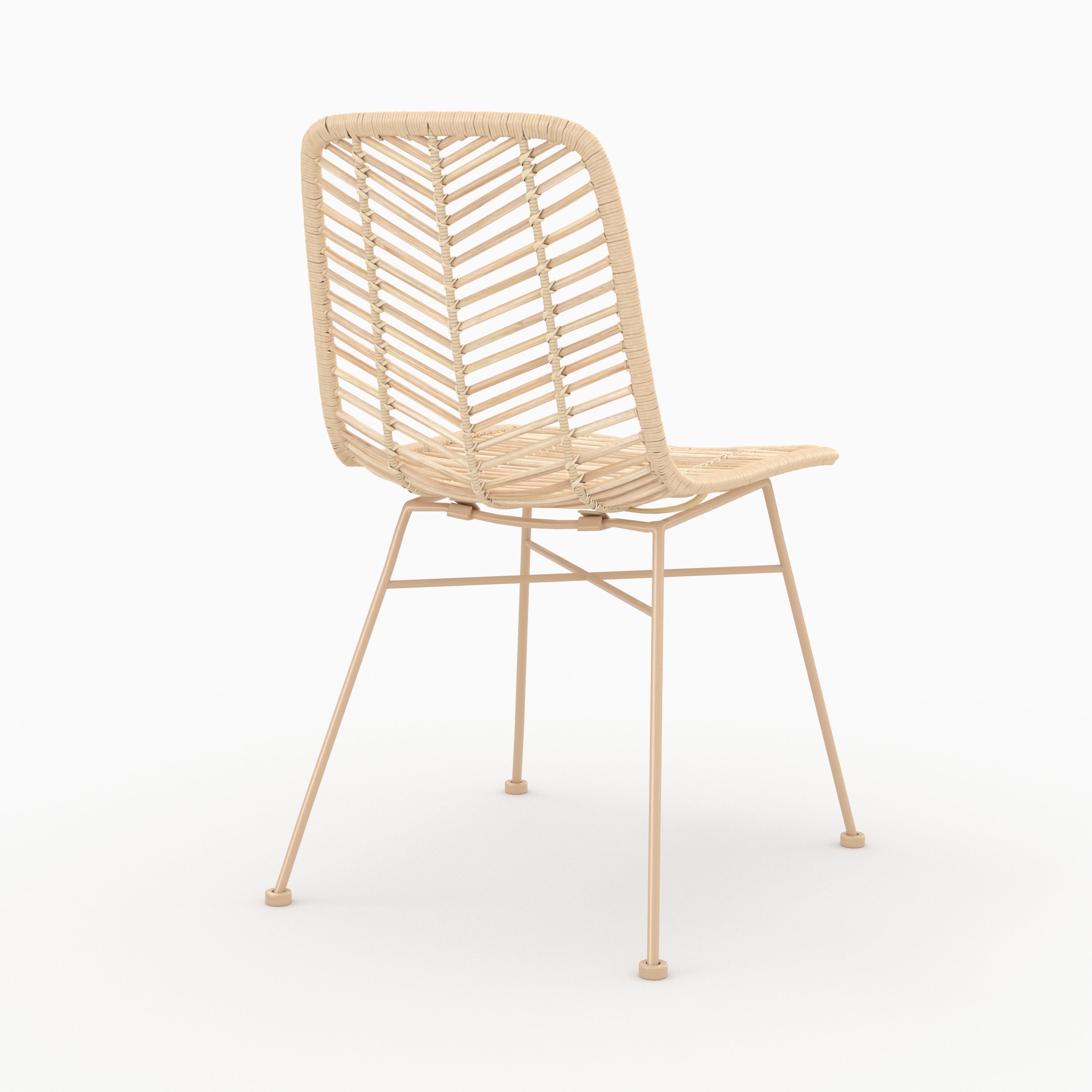 sedia Tamara in rattan naturale e gambe beige set da 2