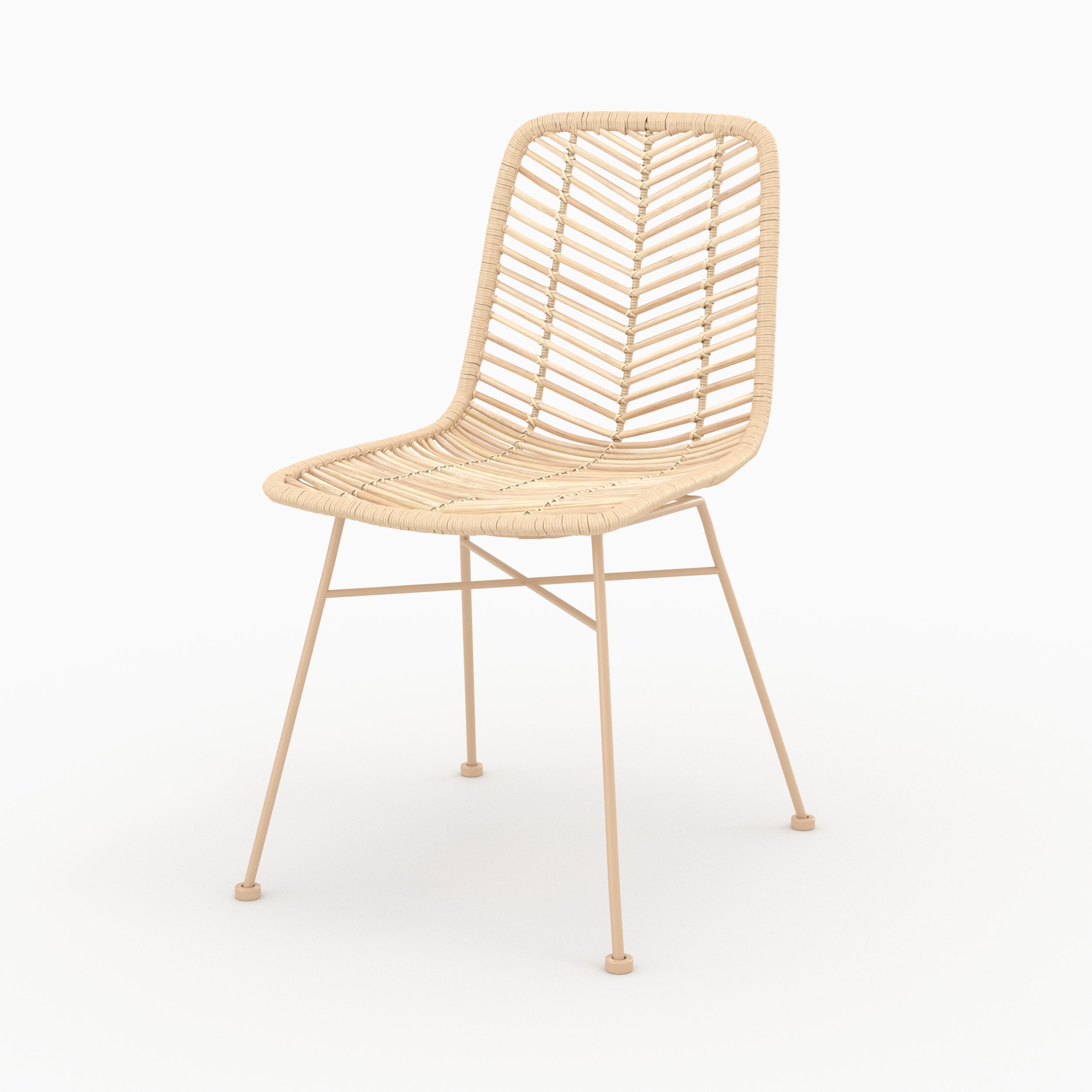 sedia tamara in rattan naturale con gambe beige set di 2_2
