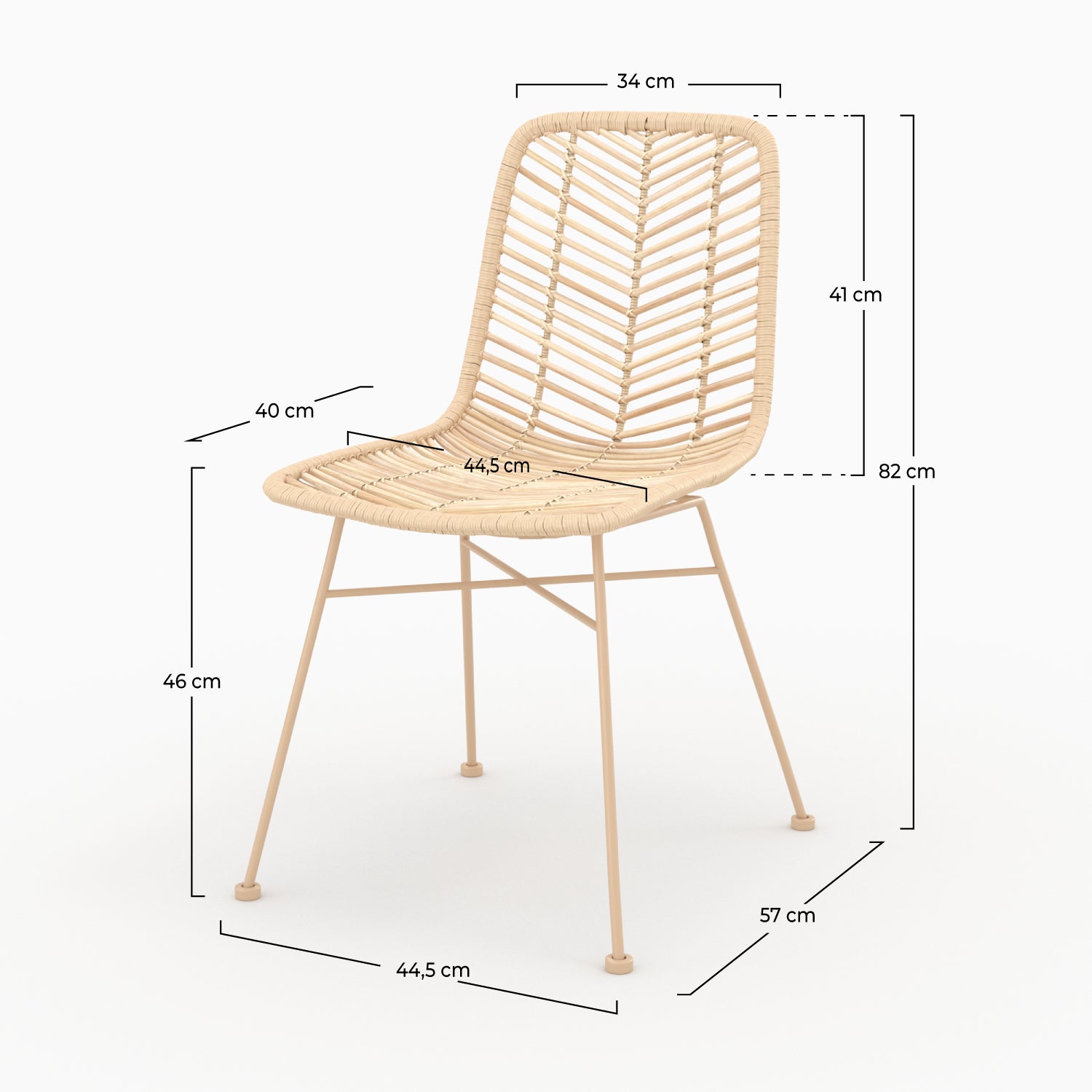 sedia tamara rattan naturale piedi beige set 2