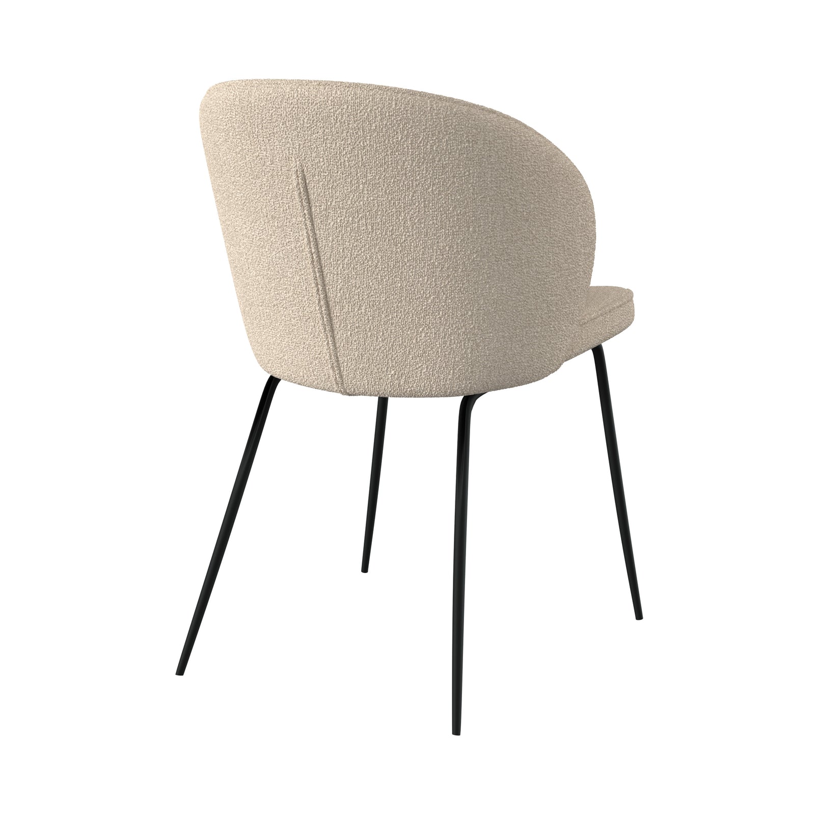sedia in tessuto boucle beige con piedi in metallo nero, set di 2
