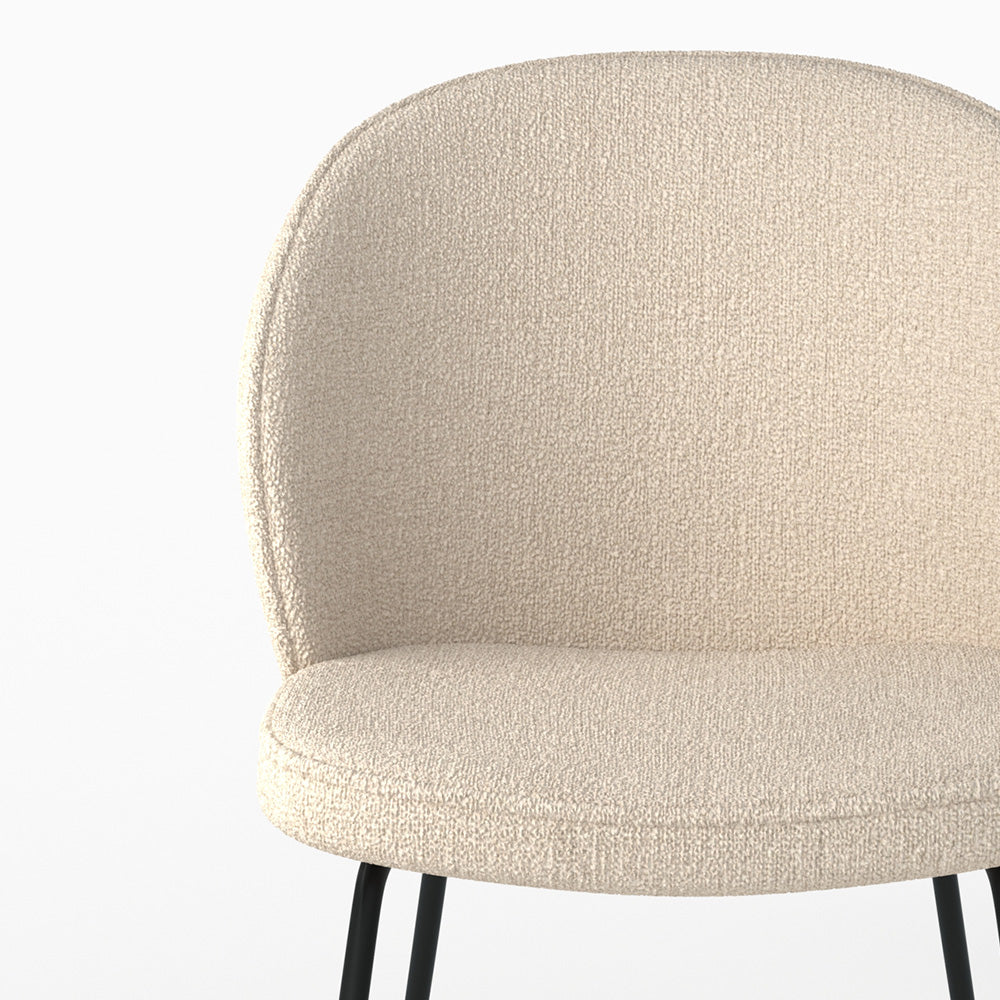 sedia tessuto bouclé beige piedi neri groom