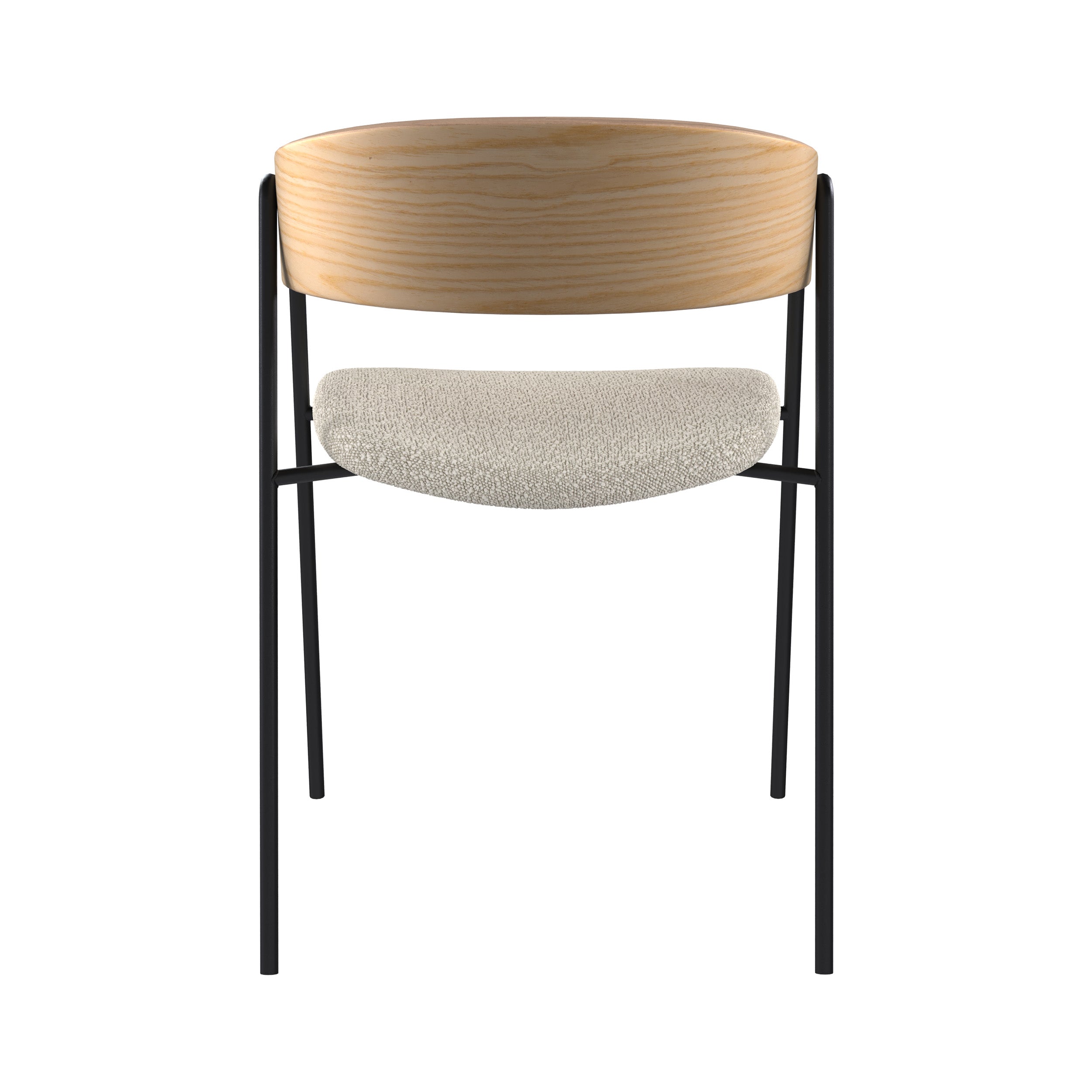 sedia in tessuto boucle bianco legno di rovere set di 2 esmee