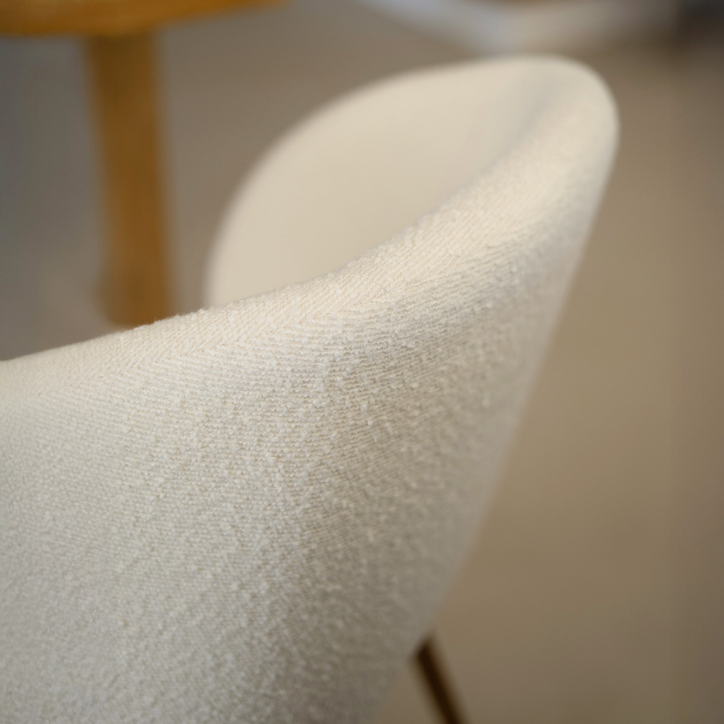sedia in tessuto bouclé crema beige set di 2