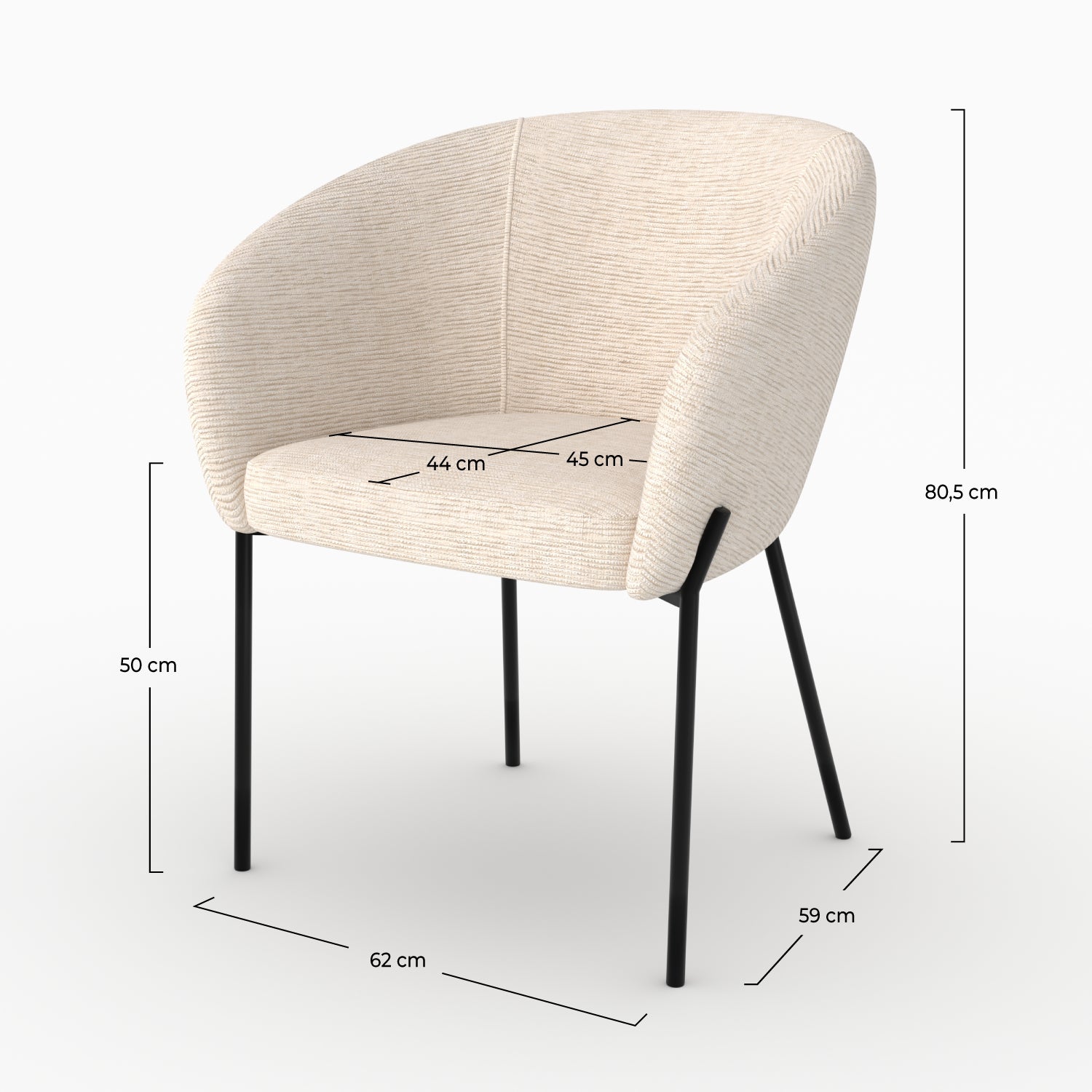 Chaise tissu chiné blanc Andy