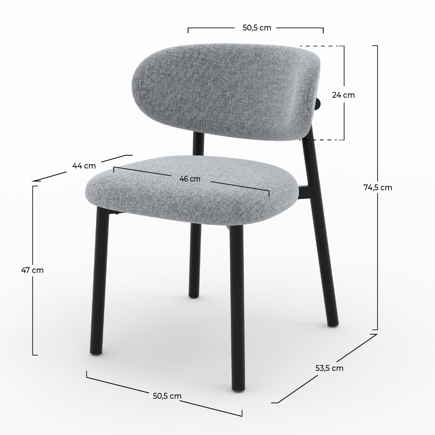 sedia in tessuto grigio scuro Cina set di 2 nao