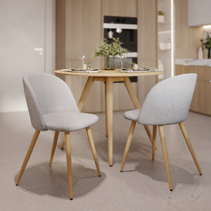 sedia in tessuto taupe grigio cinese chiaro con gambe in legno set da 2 cozy