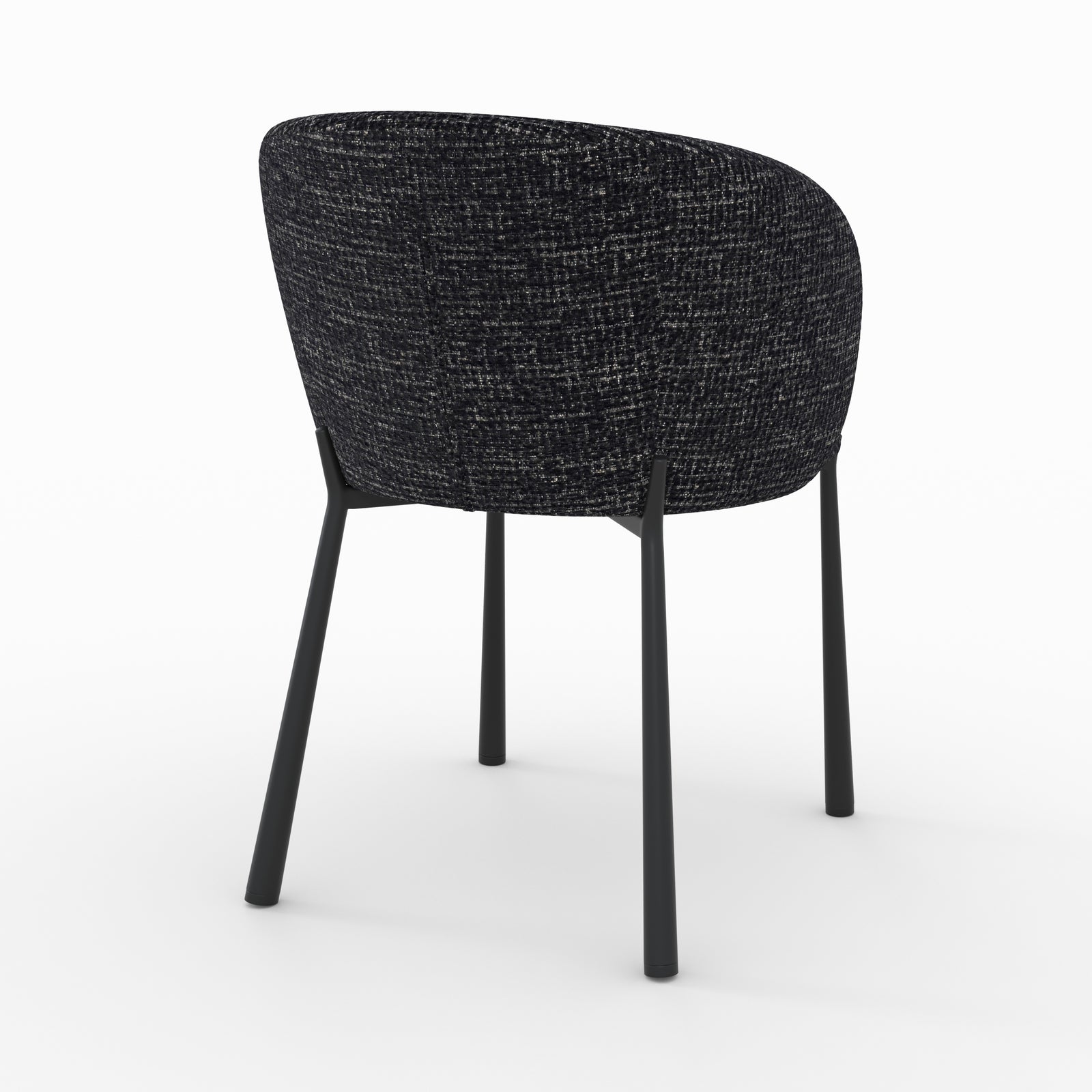 Chaise tissu texture noir chiné gris Danaé vue arrière trois quarts