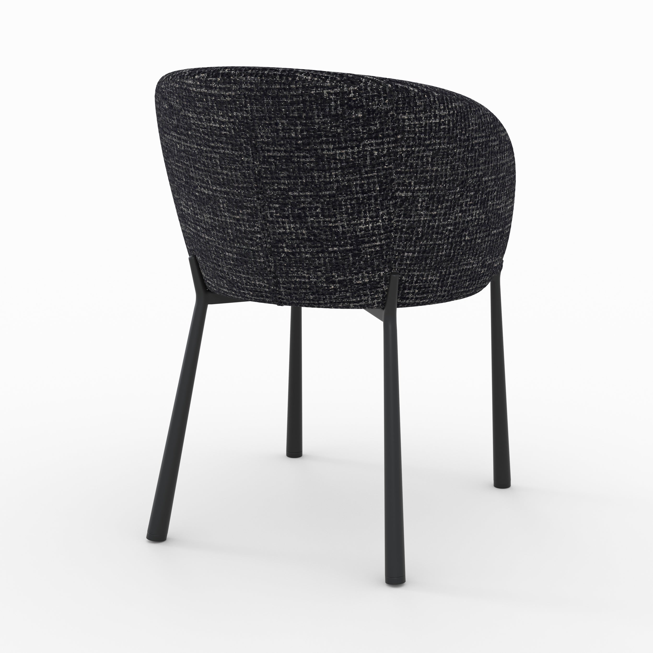 Chaise tissu texture noir chiné gris Danaé vue arrière trois quarts