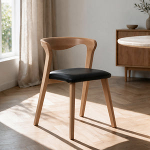 Chaise Vega bois et assise cuir synthétique – Maison Pavane