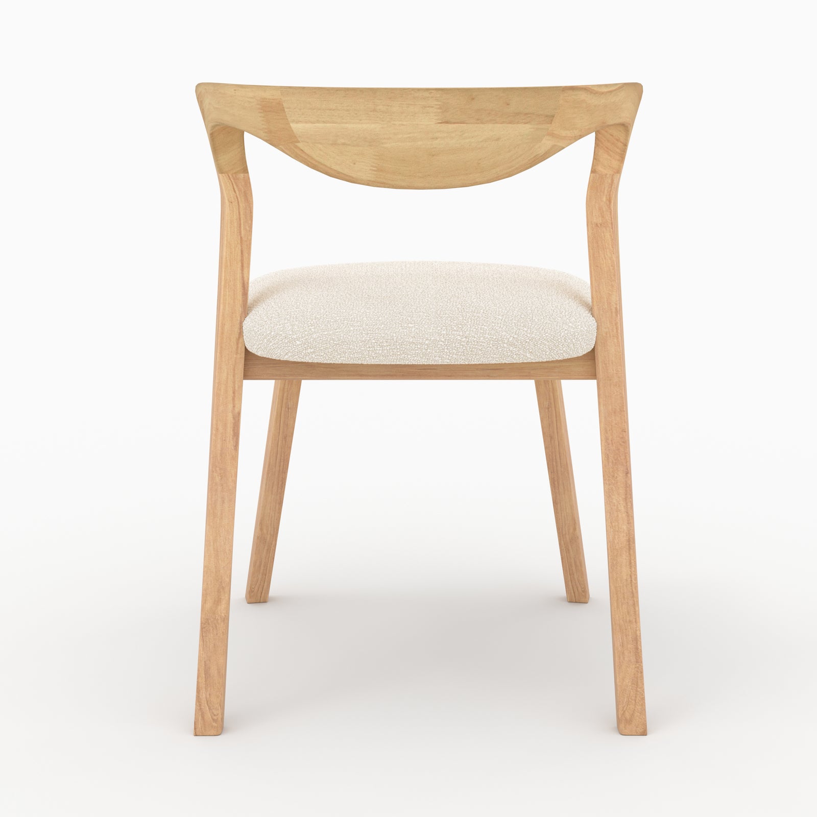 chaise vega en bois d hevea clair tissu boucle creme