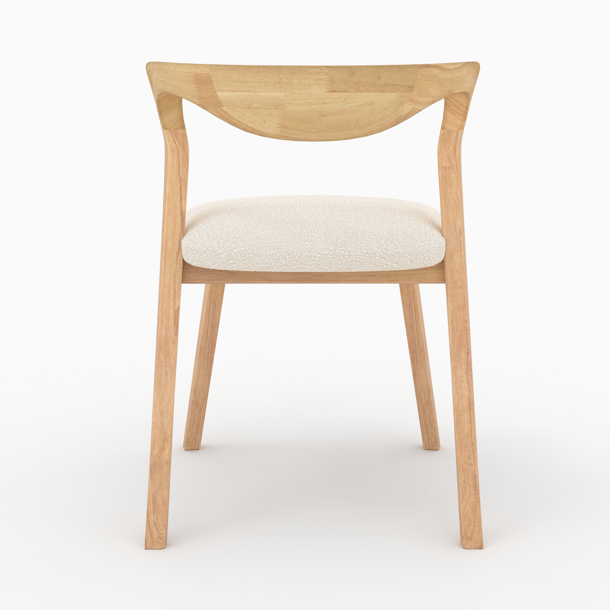 sedia vega in legno di hevea chiaro tessuto boucle crema
