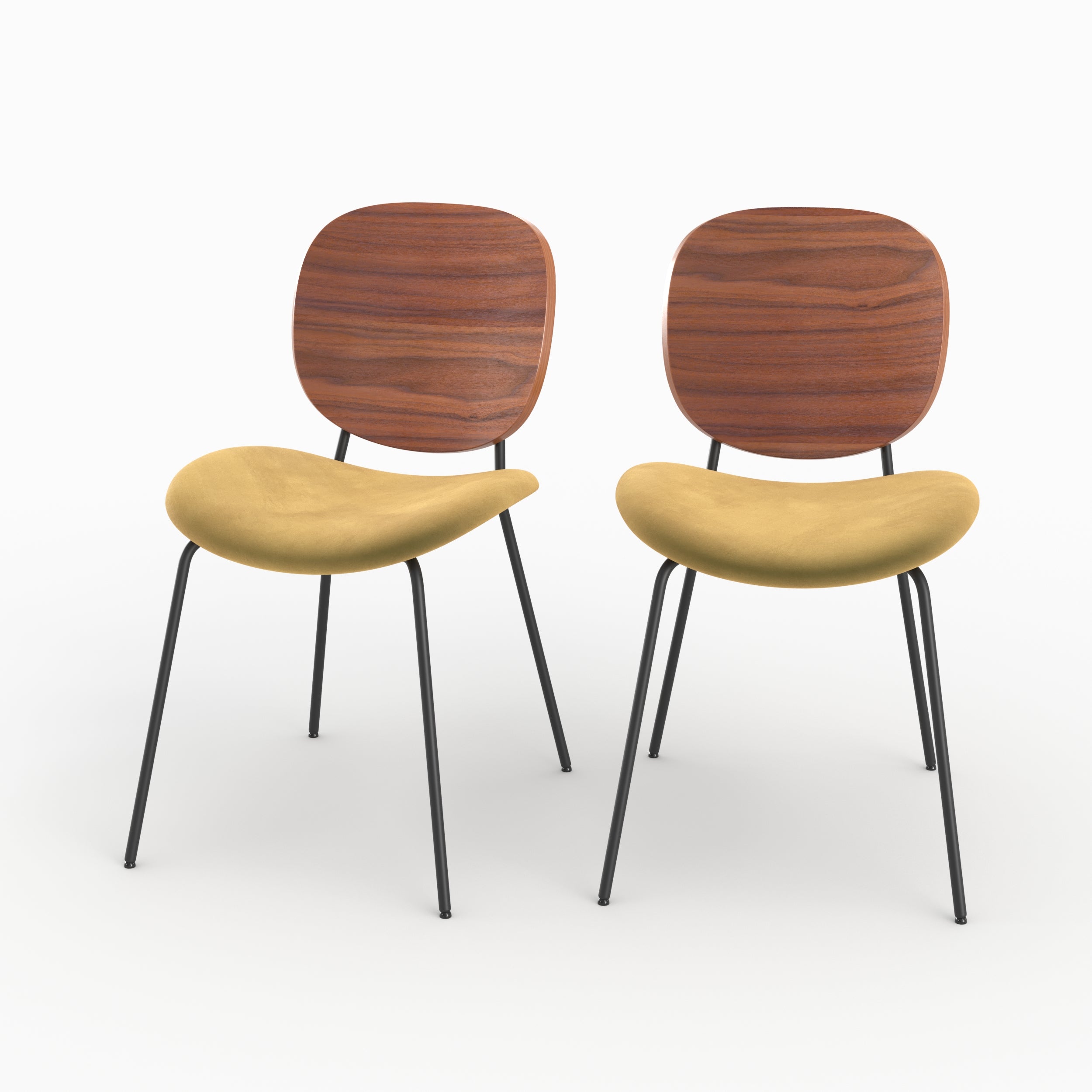 chaise velours jaune simone bois lot 2