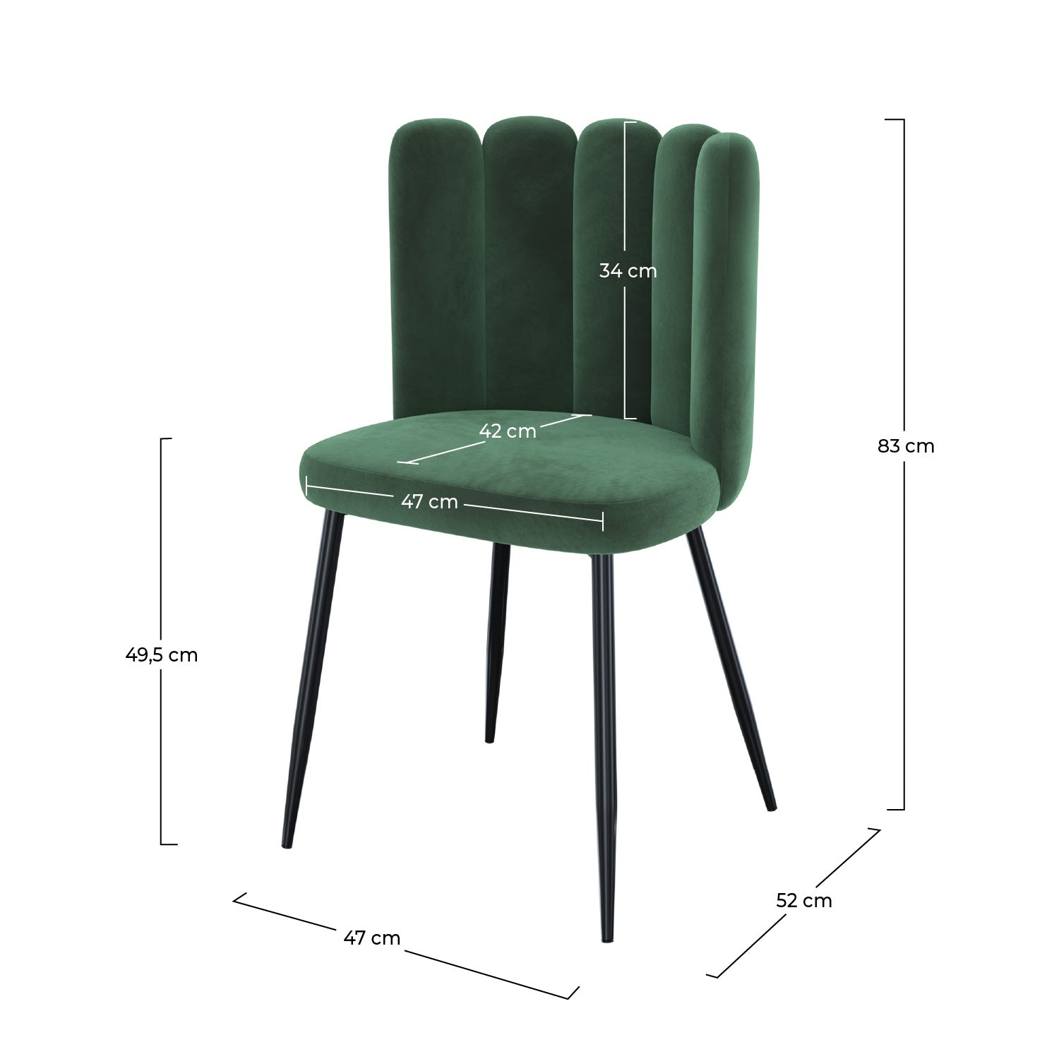 Chaise velours vert sapin Rosy